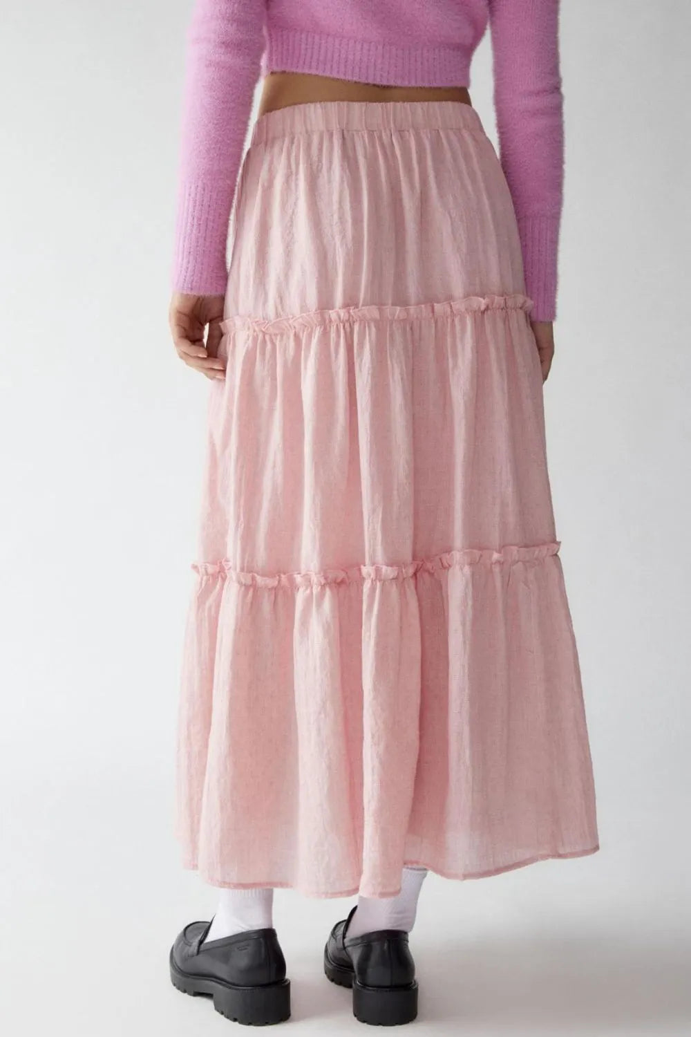 Frill Elastic Waist Skirt by Mystique Q
