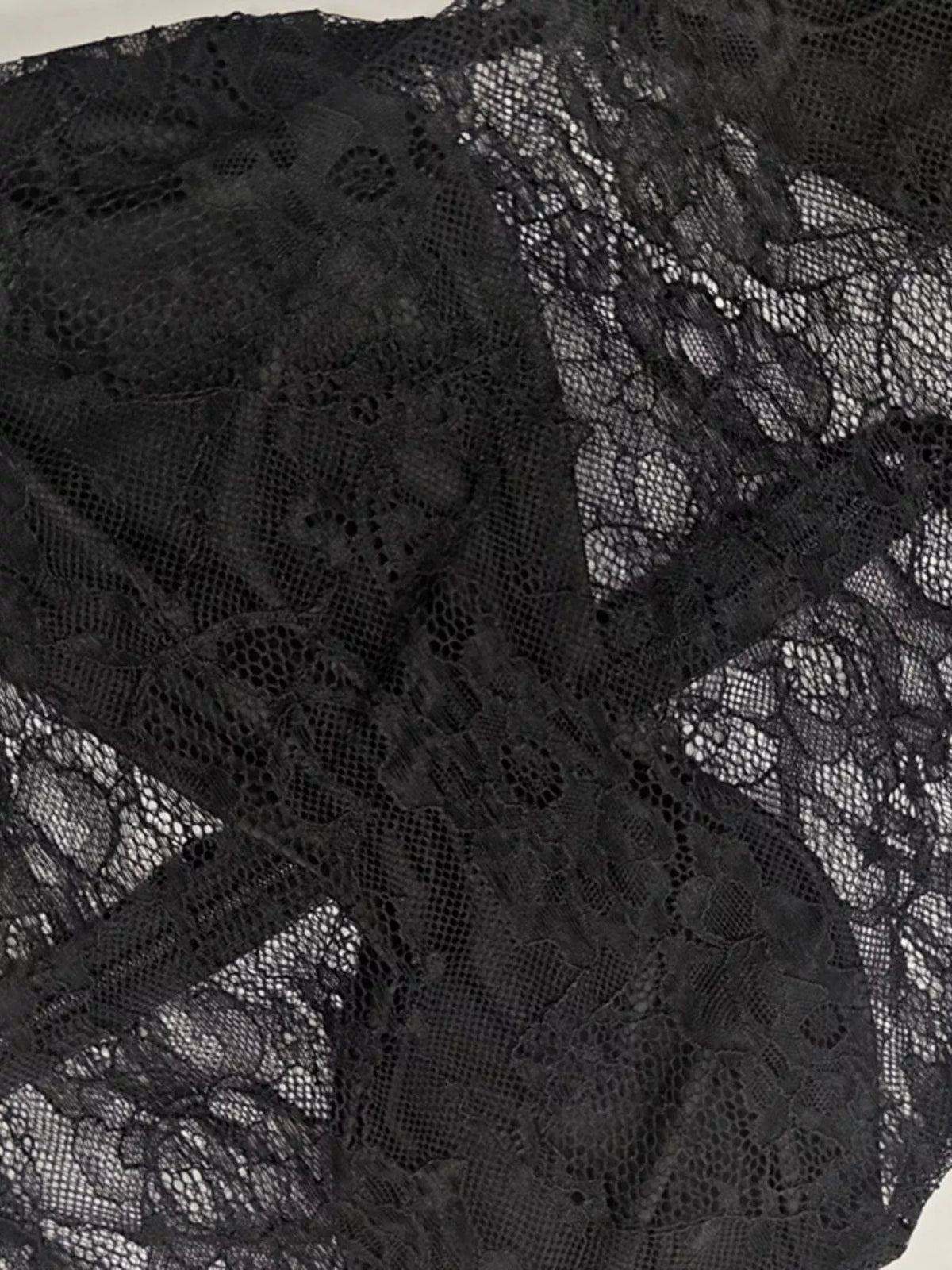 Lace Sheer Mock Neck Maxi Dress