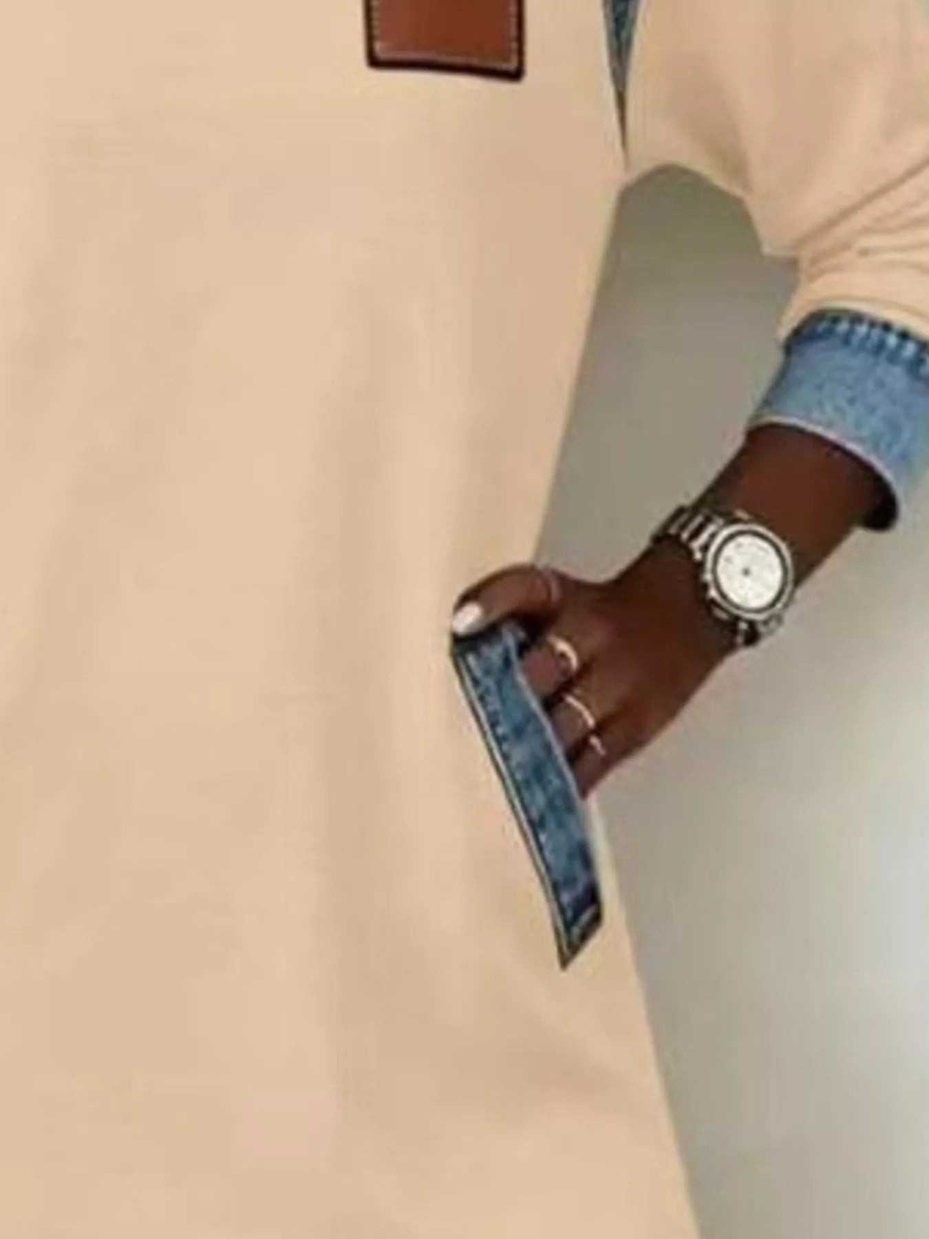 Hooded Denim Patchwork Sweatshirt Dress