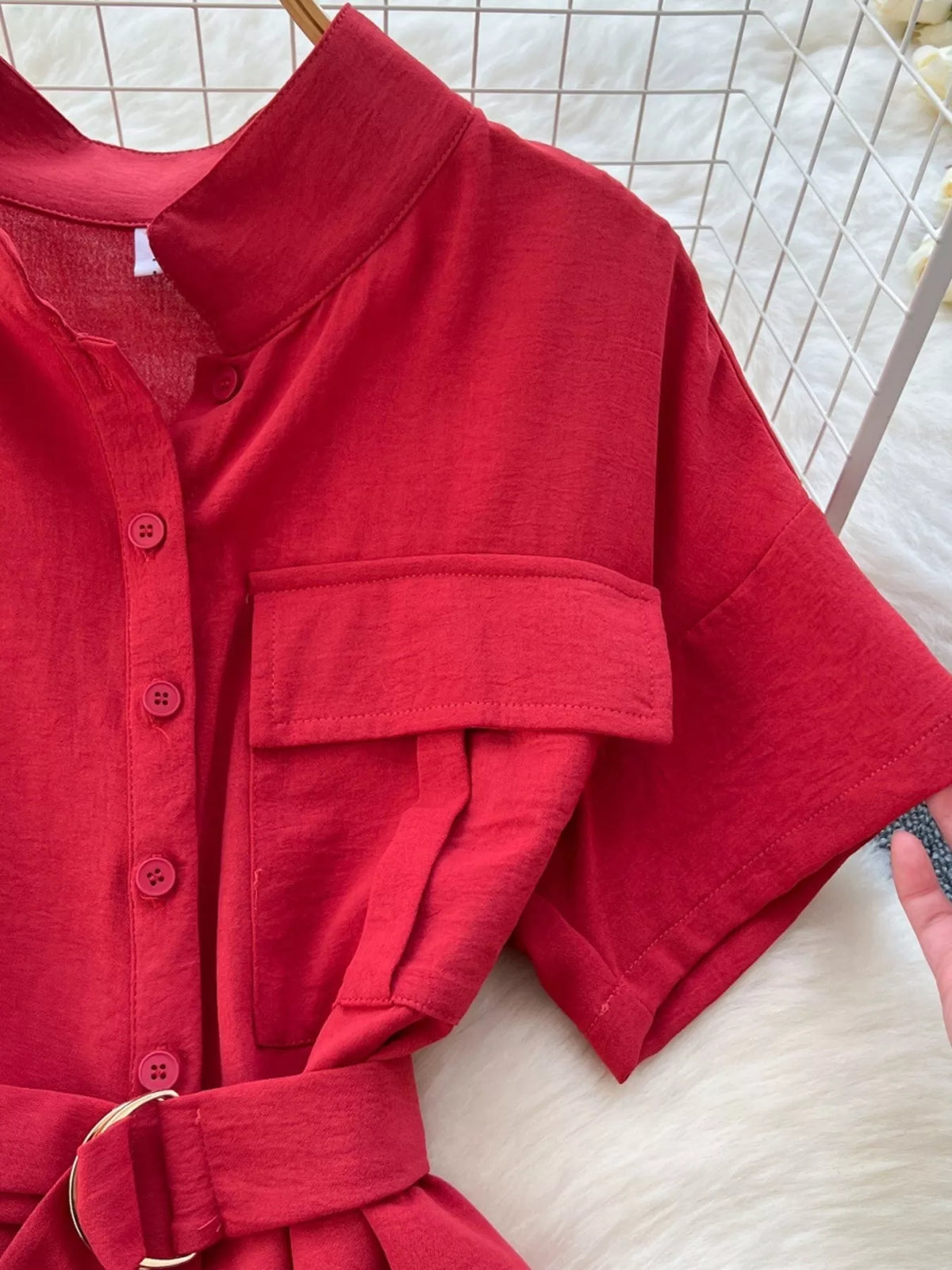 Button Front Wide Leg Jumpsuit