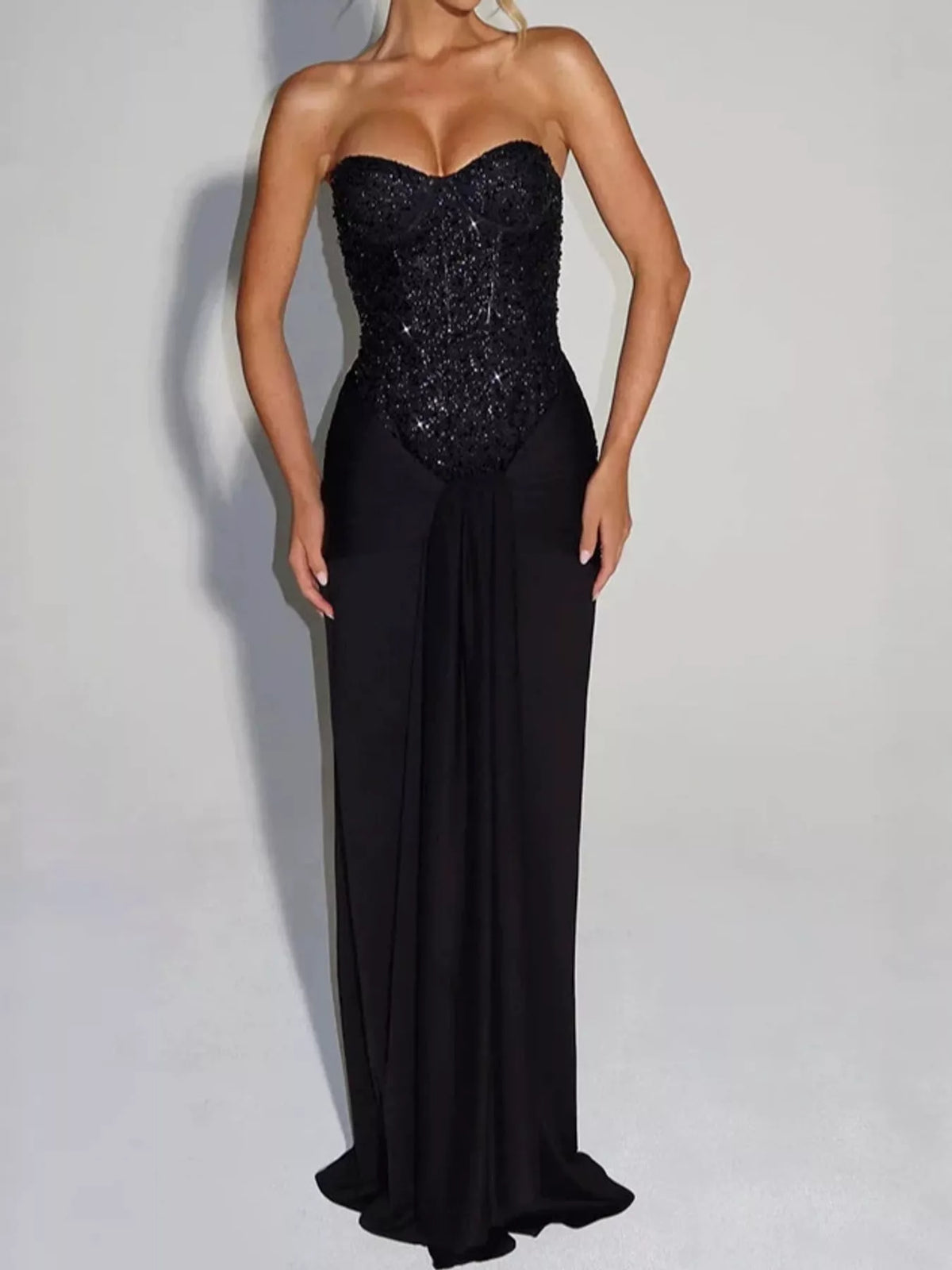 Strapless Sequin Corset Maxi Dress