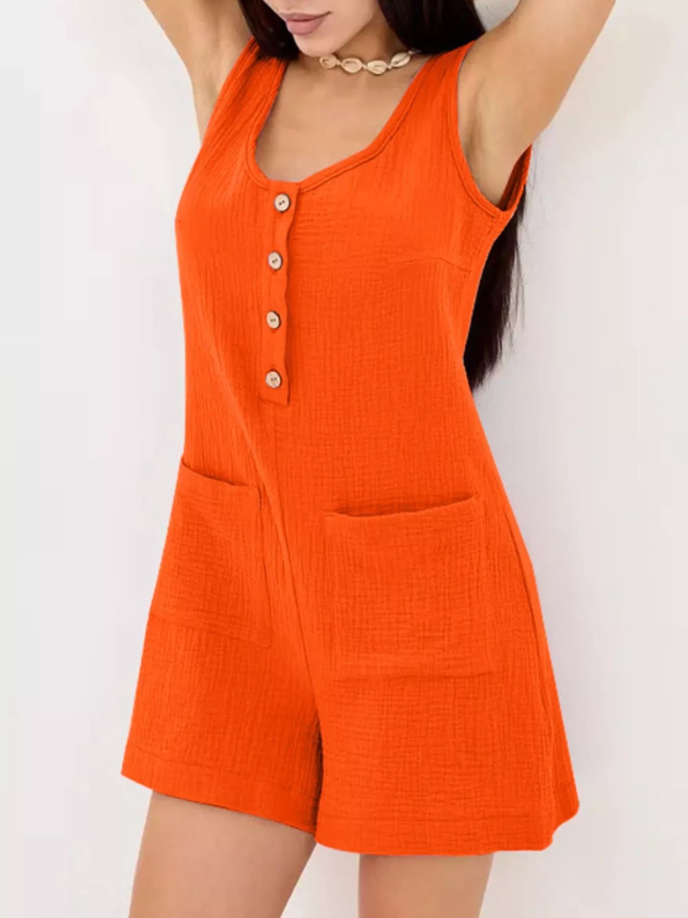 Button-Down Sleeveless Romper