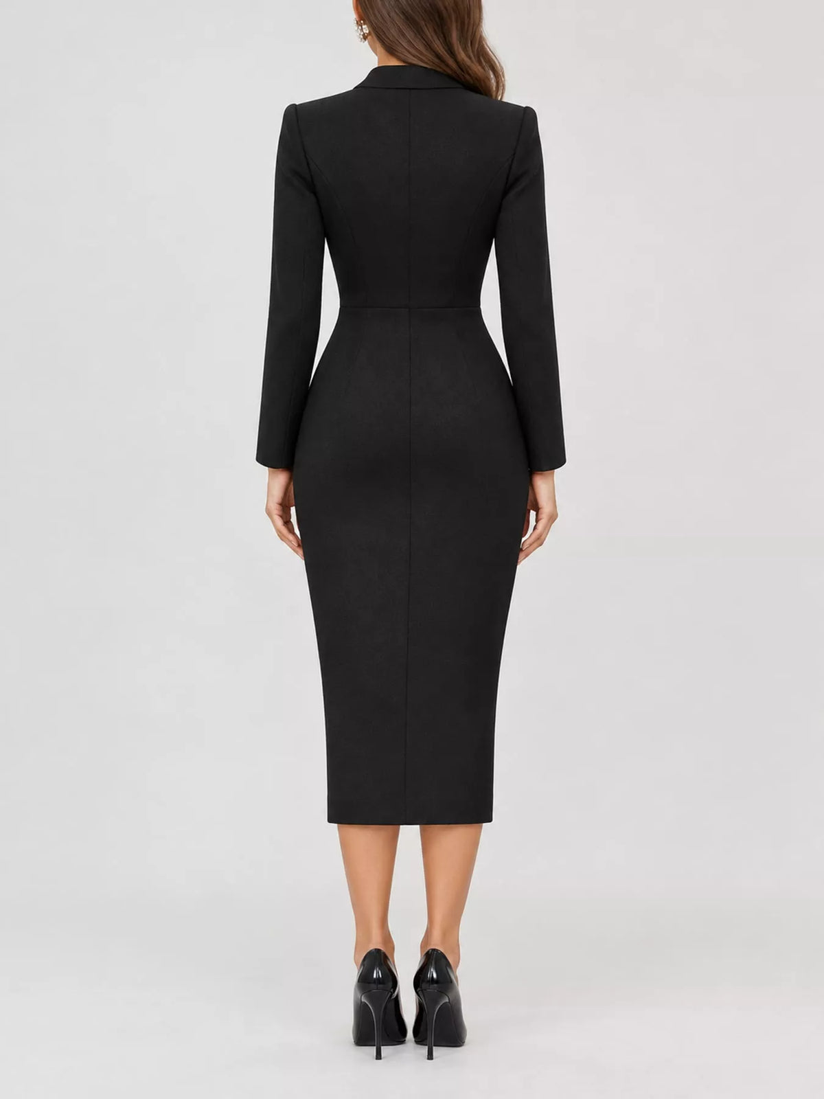 Single-Breasted Blazer Midi Dress