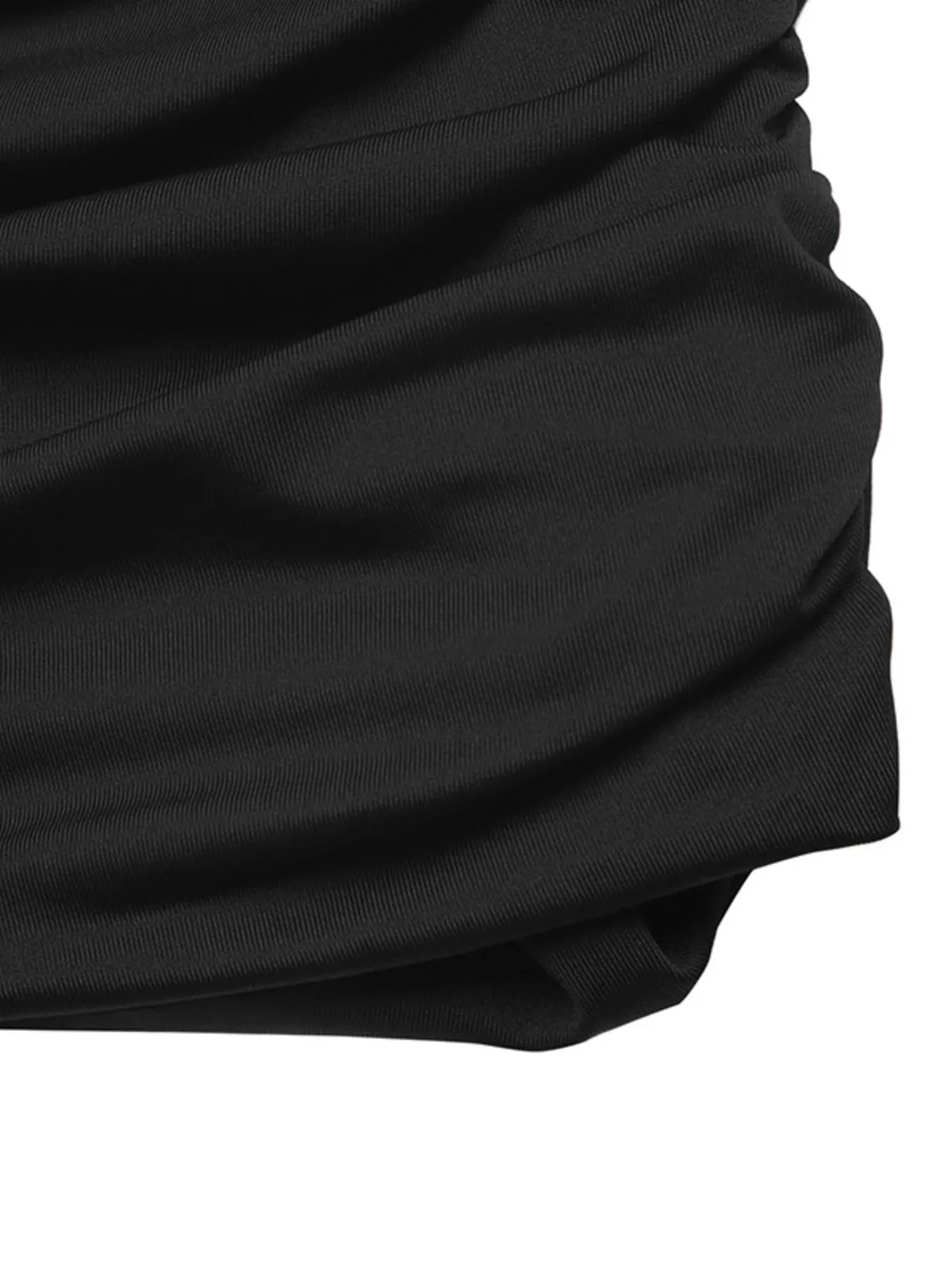 Button-Front Flounce-Sleeve Shirt Dress in Black