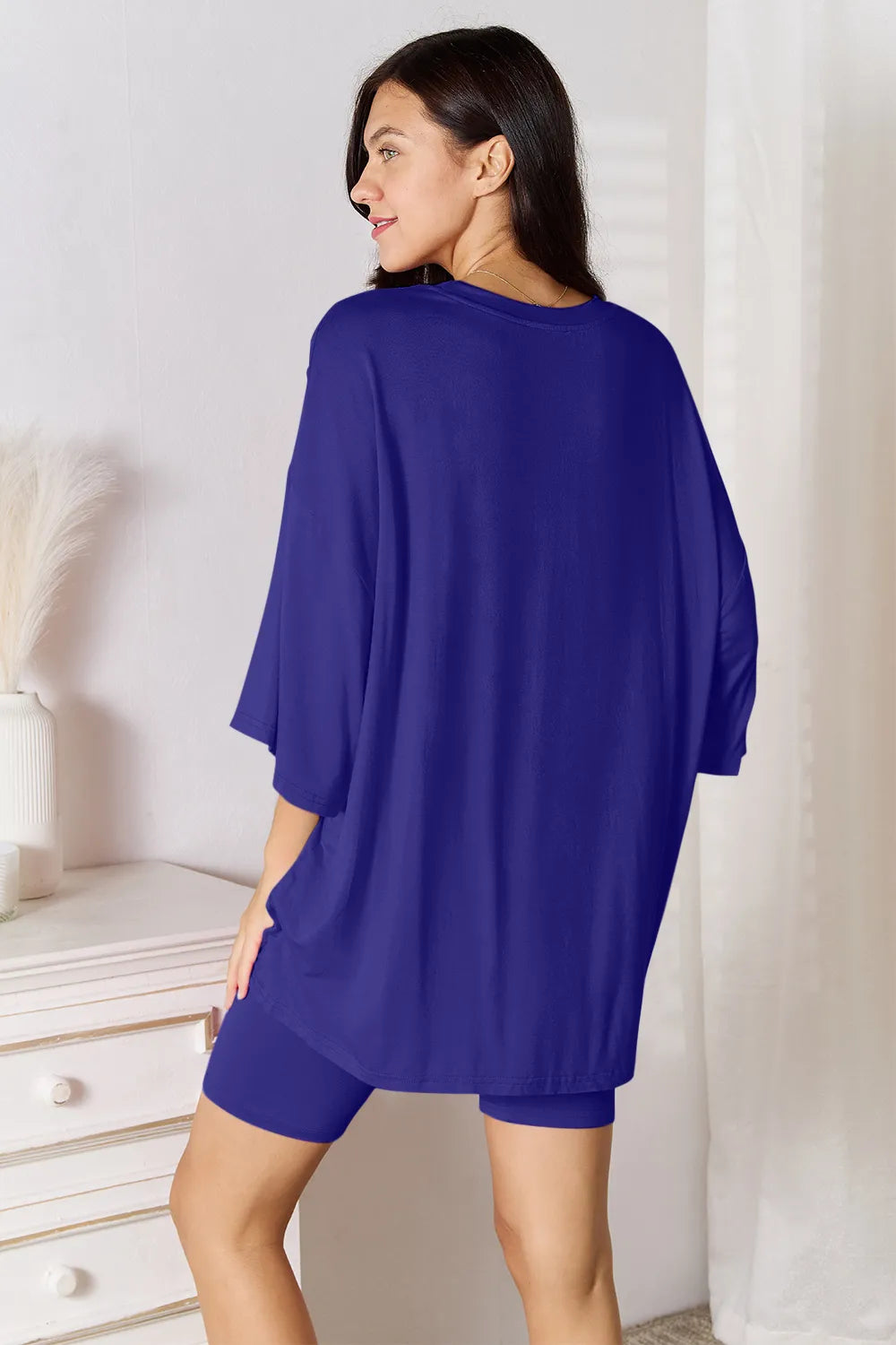 Basic Bae Three-Quarter Sleeve Top and Shorts Set