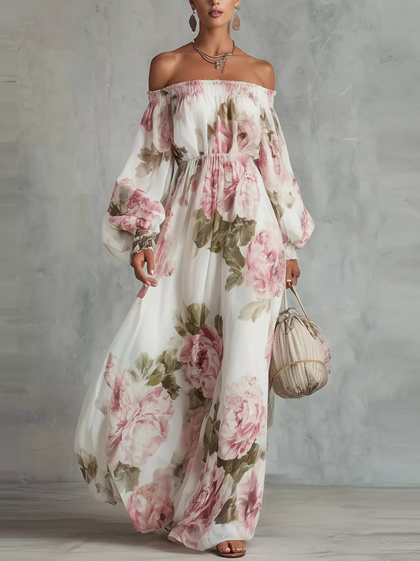 Floral Off-Shoulder Maxi Dress