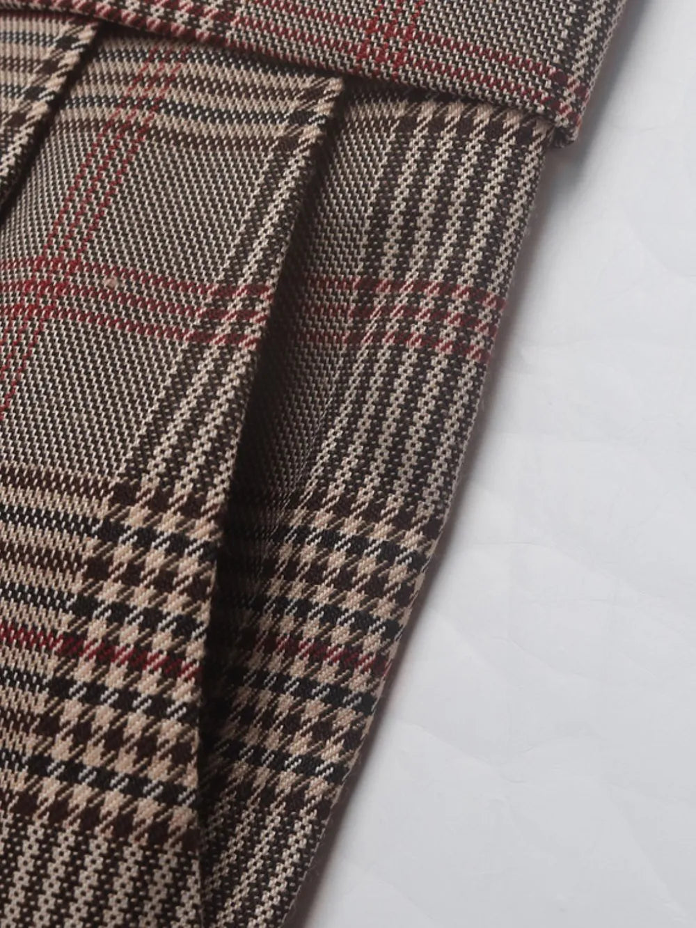 Plaid Straight Pants in Taupe