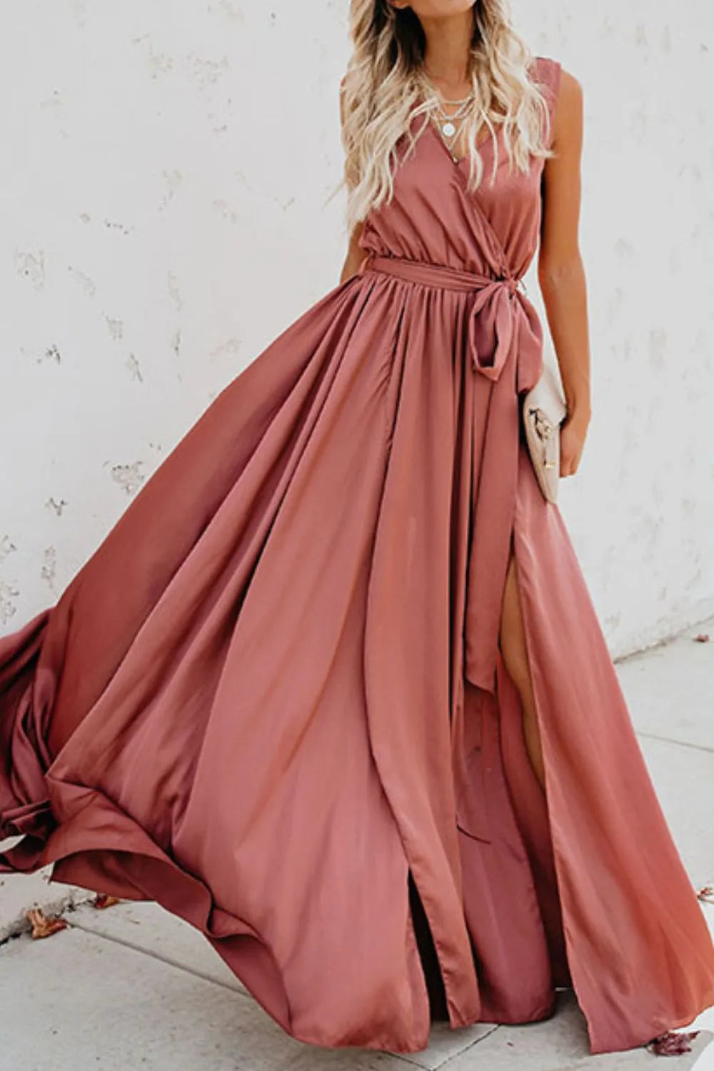 Surplice Tie-Waist Maxi Dress
