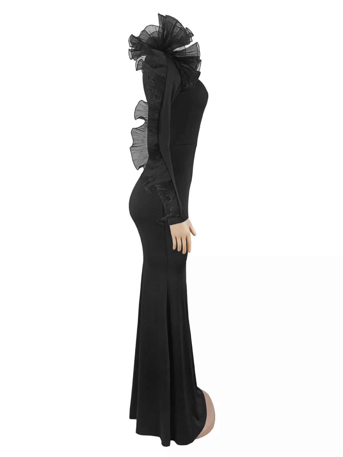 One-Shoulder Ruffled Mermaid Maxi Dress