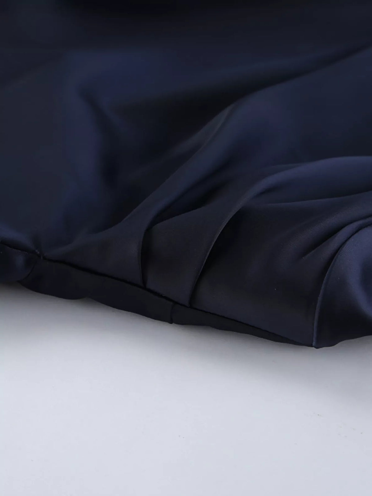 Mock Neck Flounce-Sleeve Dress in Dark Navy