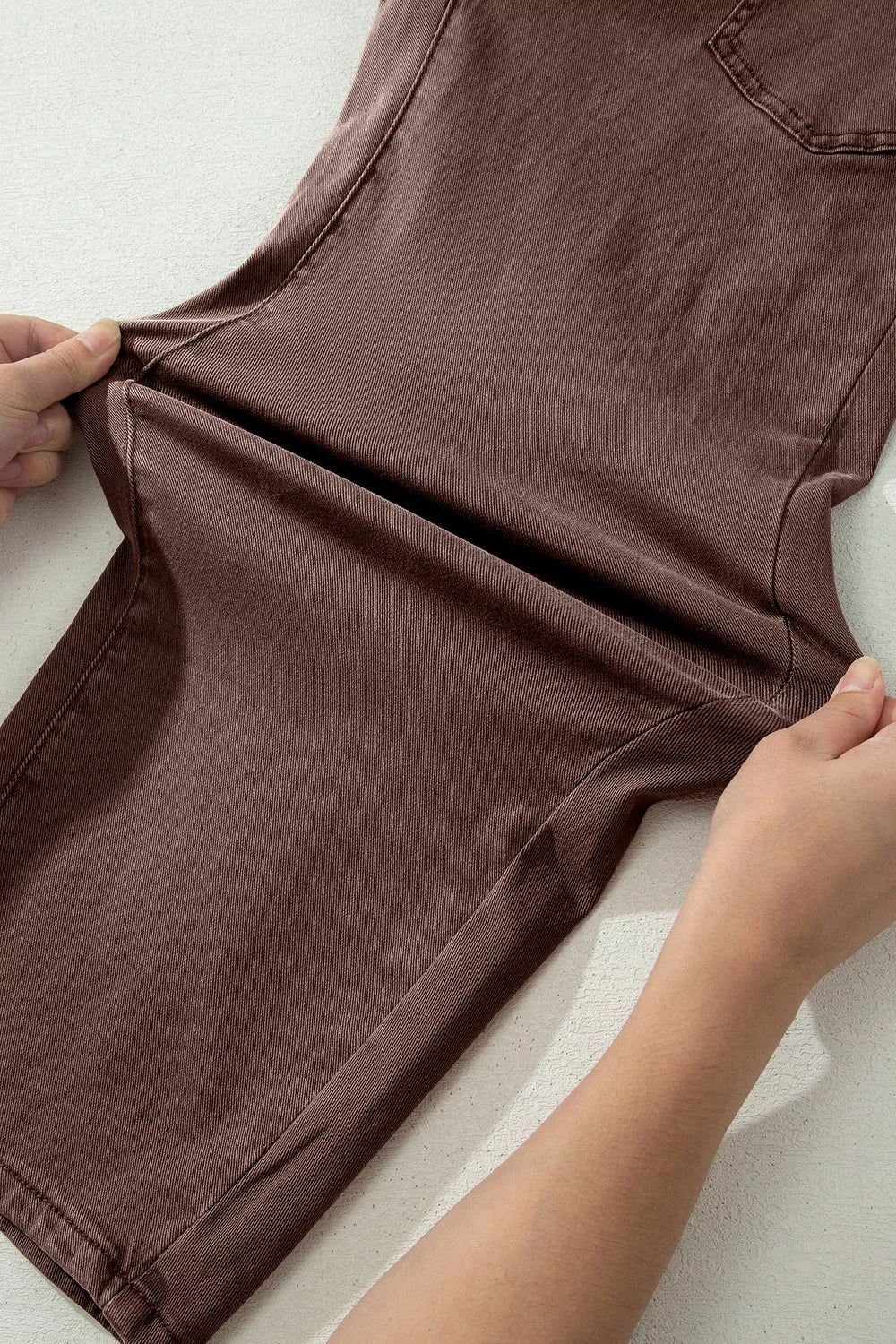 Square Patch Pocket Barrel Jeans in Coffee Brown