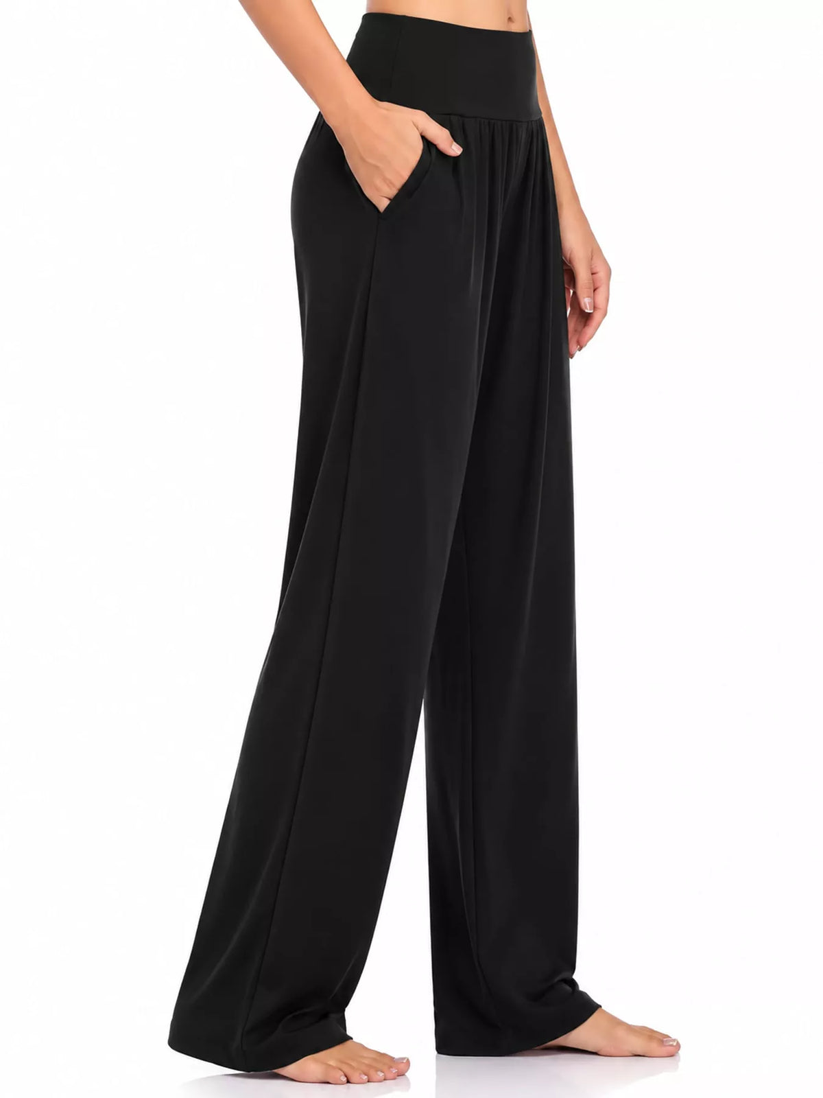 High-Rise Wide-Leg Pants with Pockets