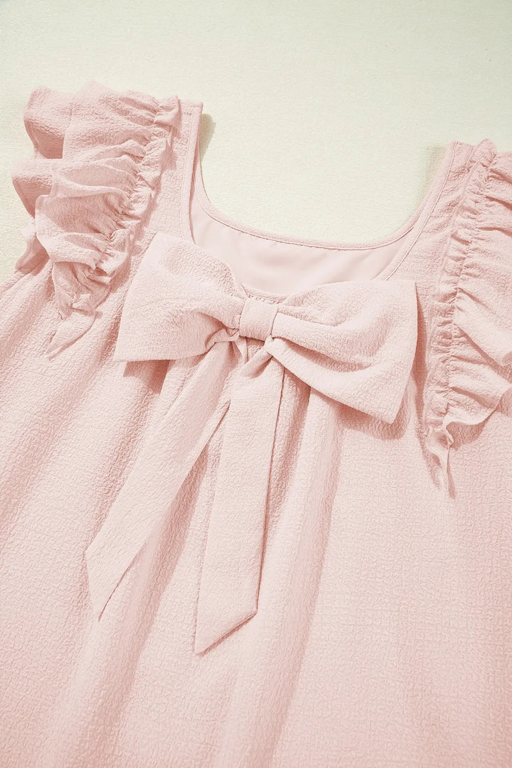 Ruffle Sleeve Bow Back Mini Dress in Watermelon Pink