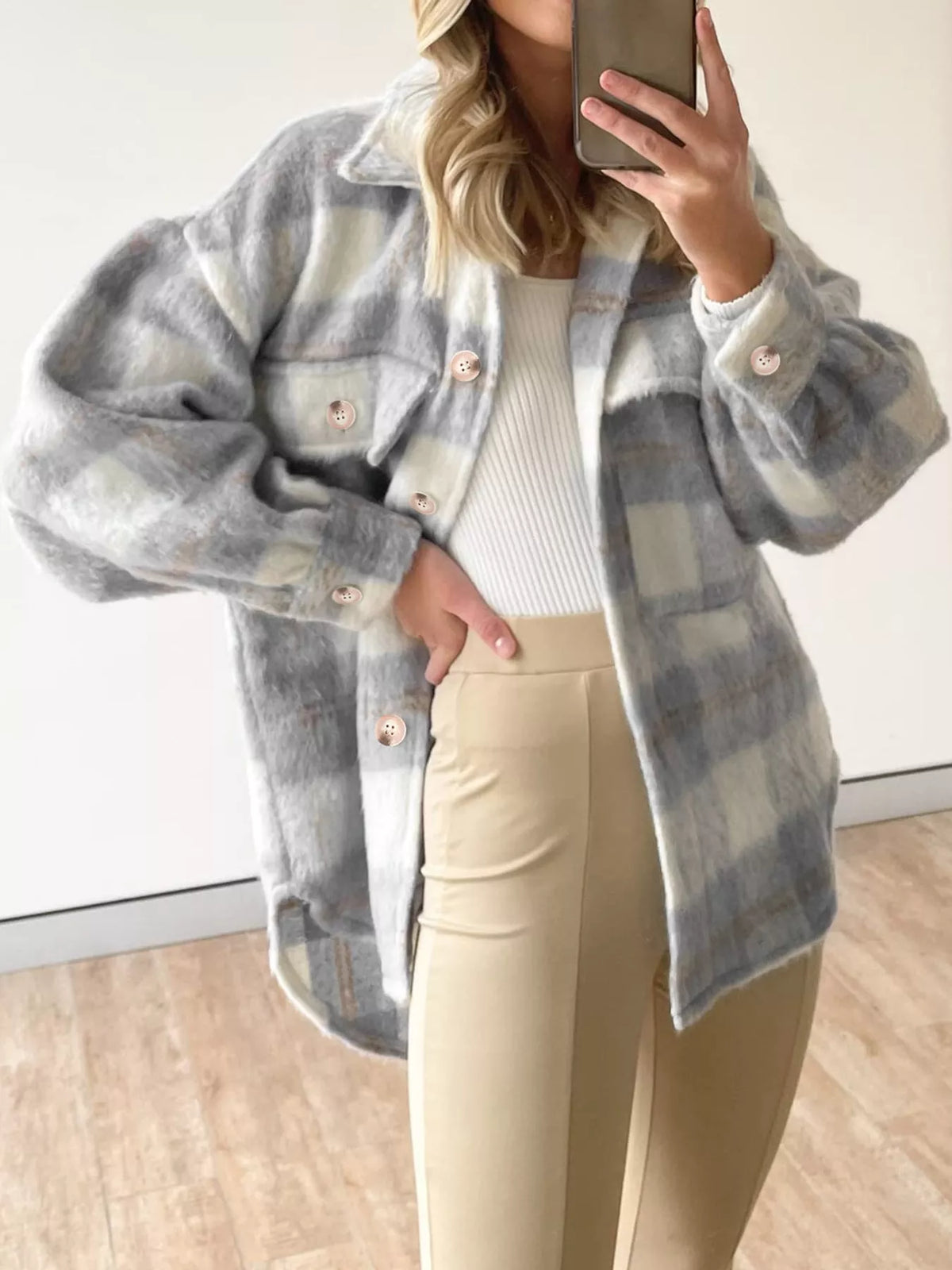 Plaid Button-Down Jacket