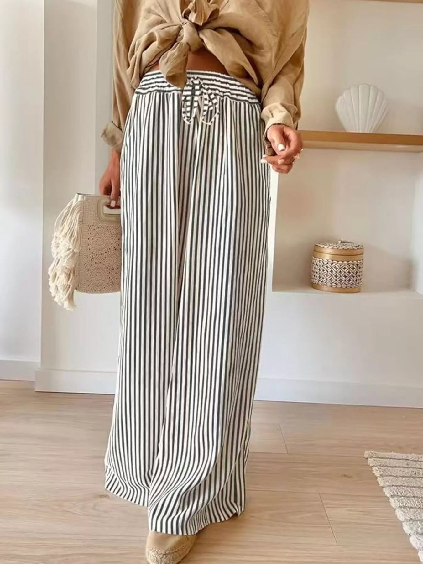 Striped Wide-Leg Pants