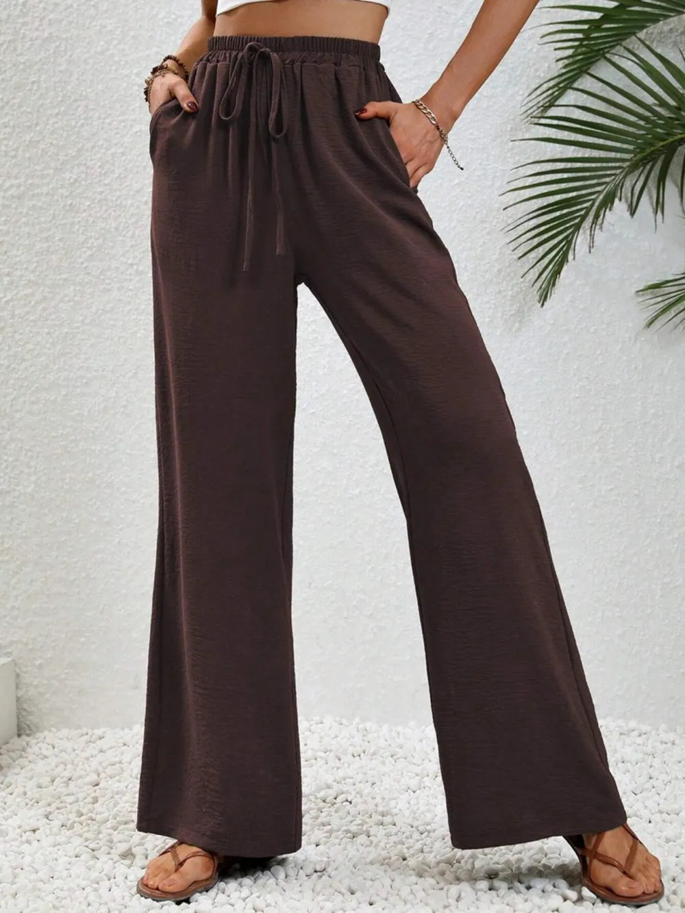 Wide-Leg Drawstring Pants