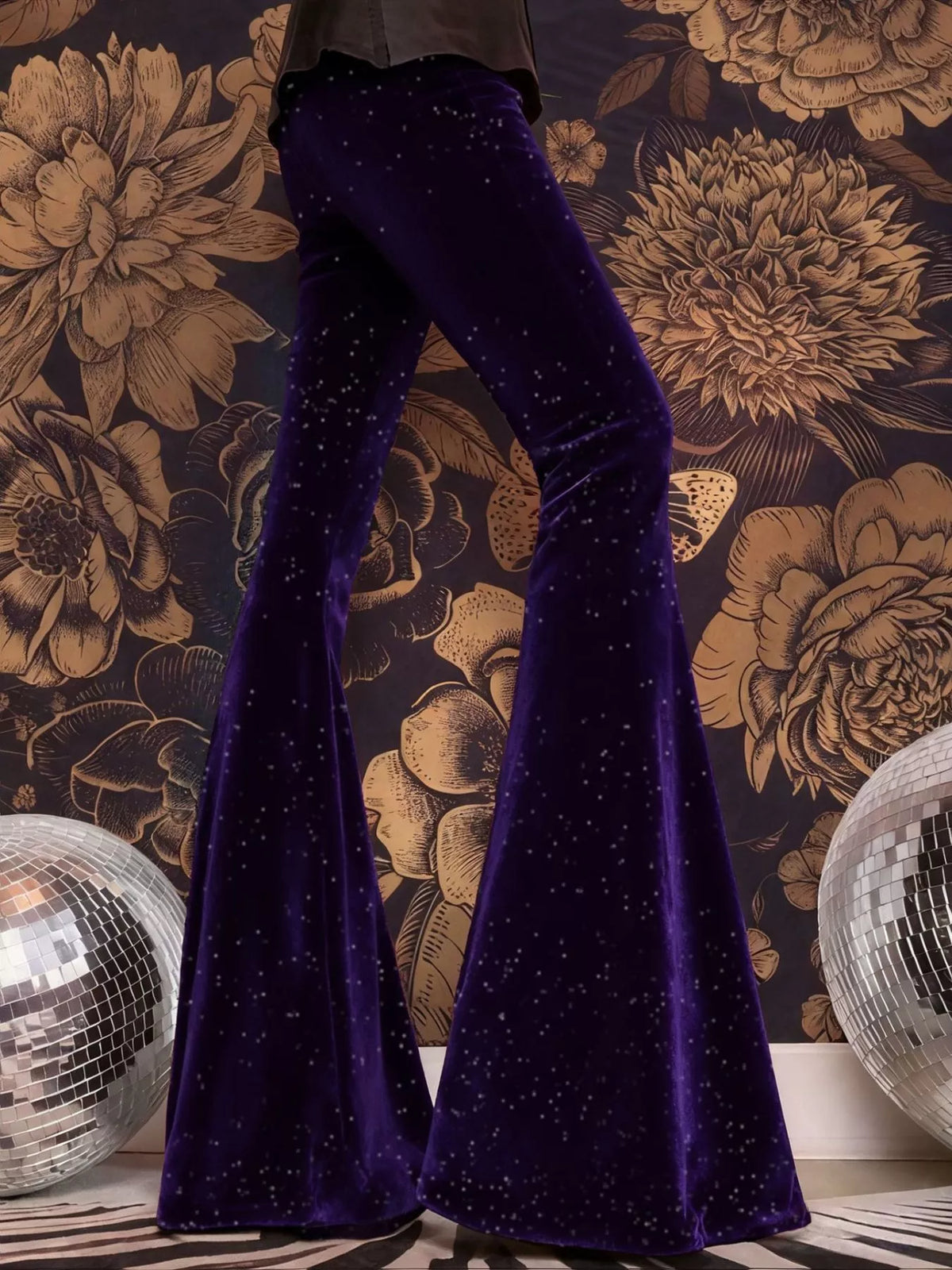 High-Waisted Velvet Flared Pants