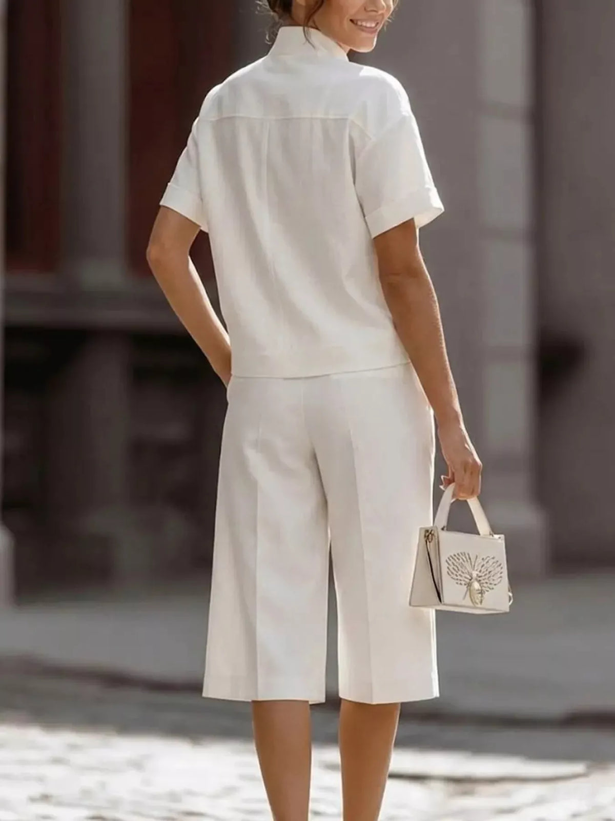 Short-Sleeve Shirt and Capris Two-Piece Set