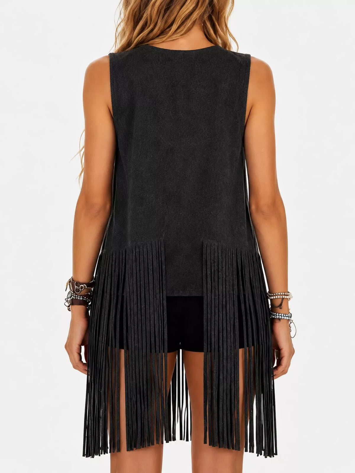 Fringed Sleeveless Vest Coat