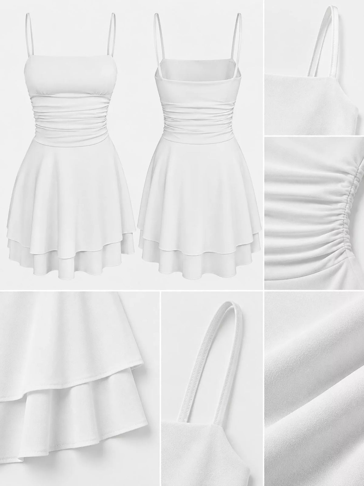 Ruched Spaghetti Strap Mini Dress
