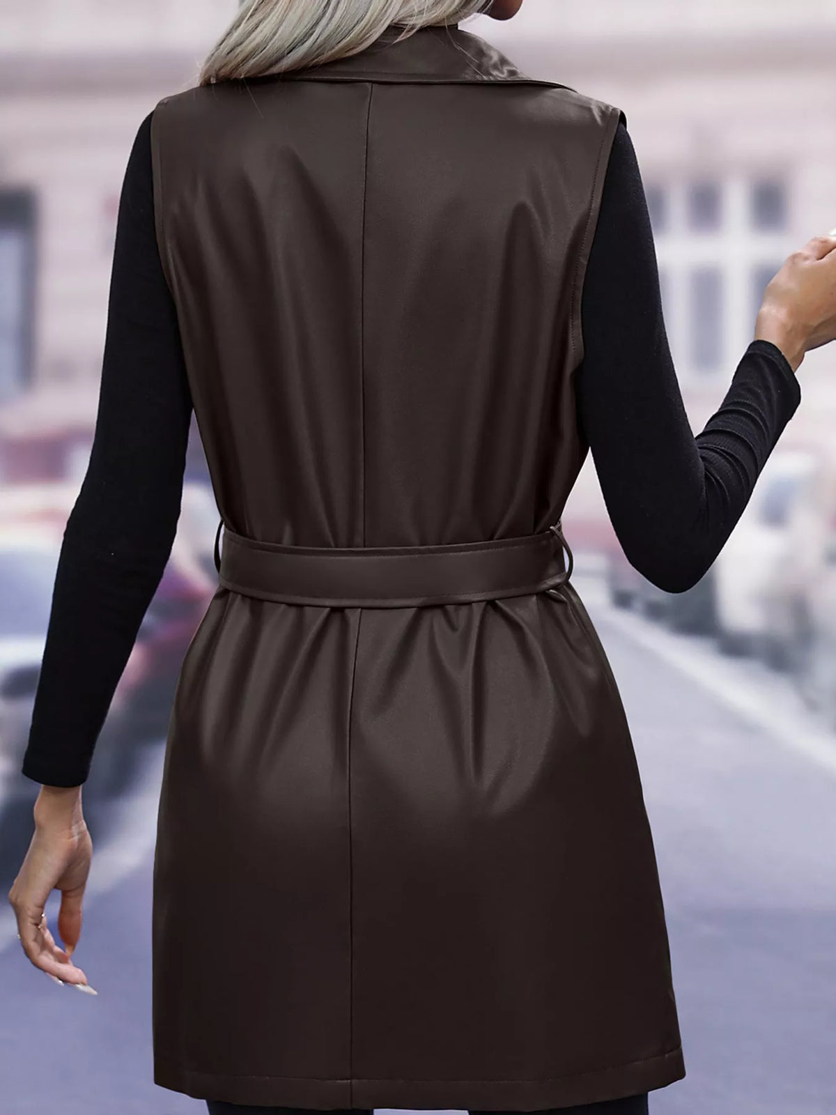 Tie-Waist Longline Vest Coat