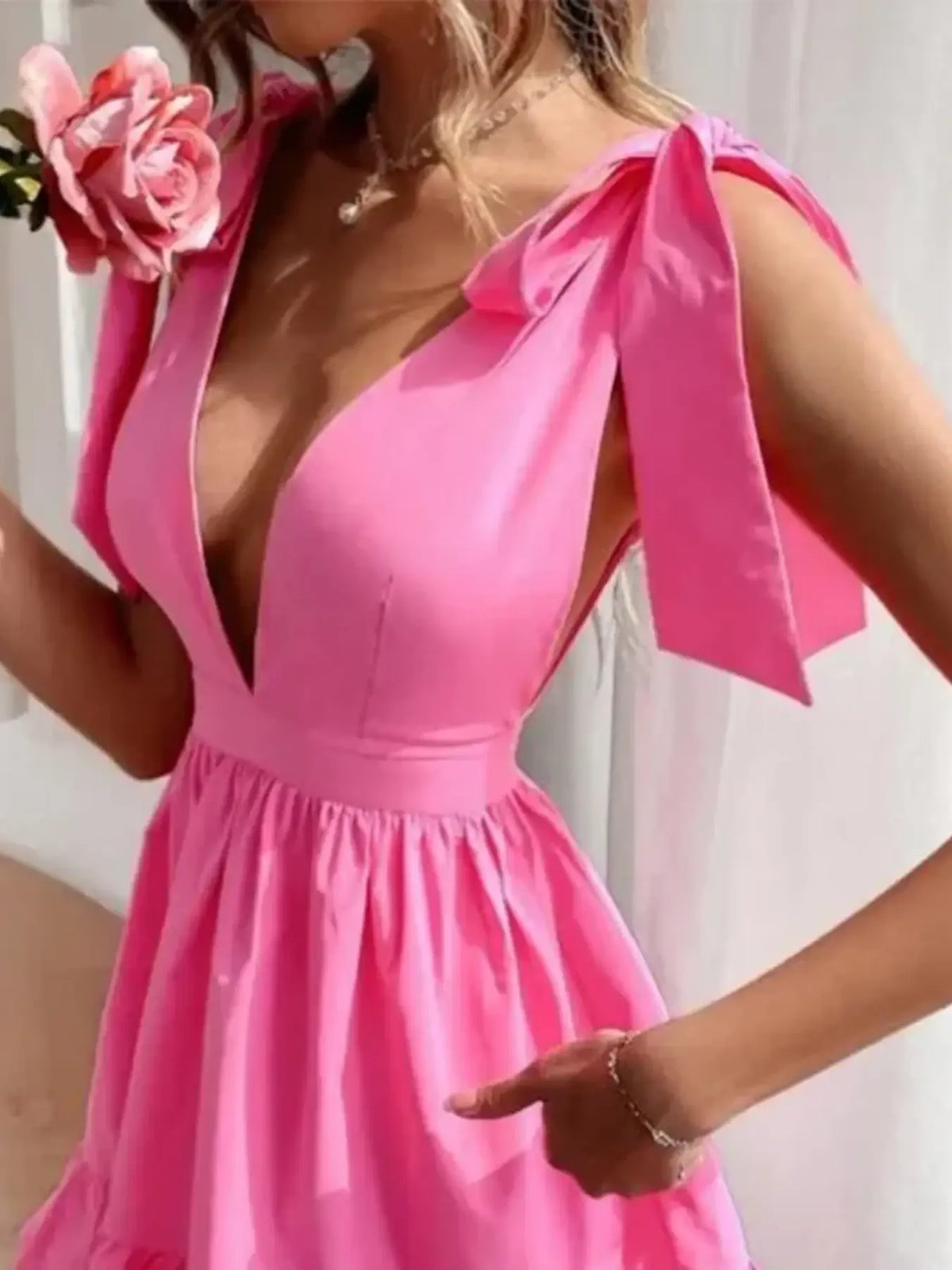Tie Shoulder Tiered Mini Dress by ArtisticExpression