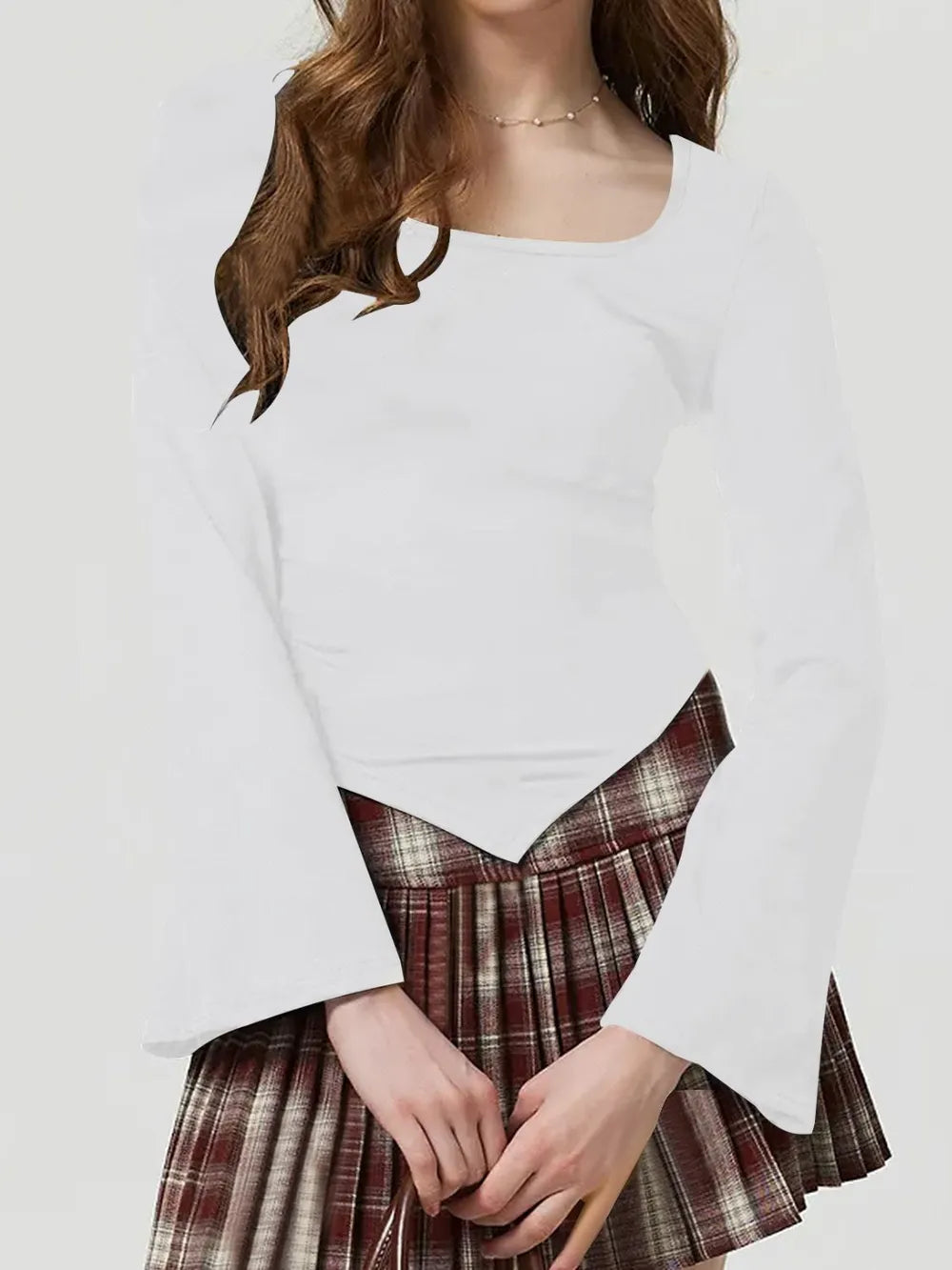 Square Neck Flare Sleeve Top