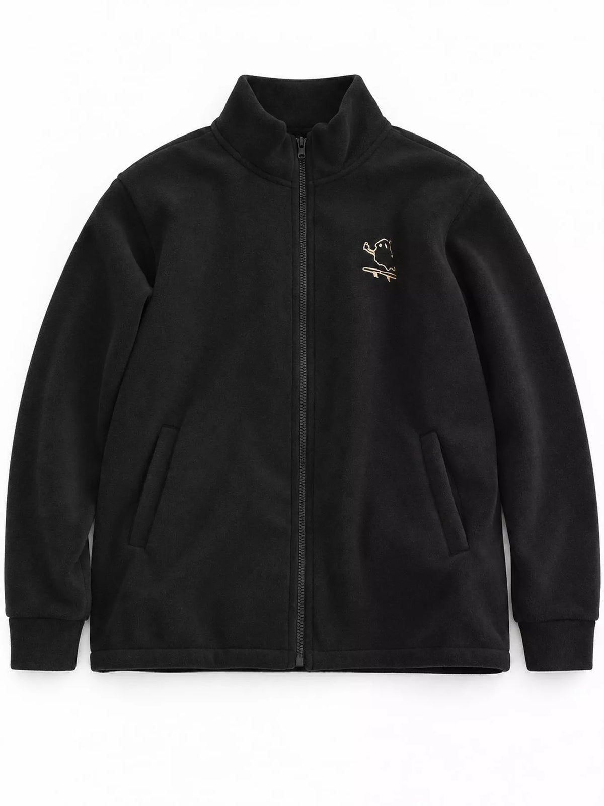 Embroidered Fleece Stand-Collar Jacket
