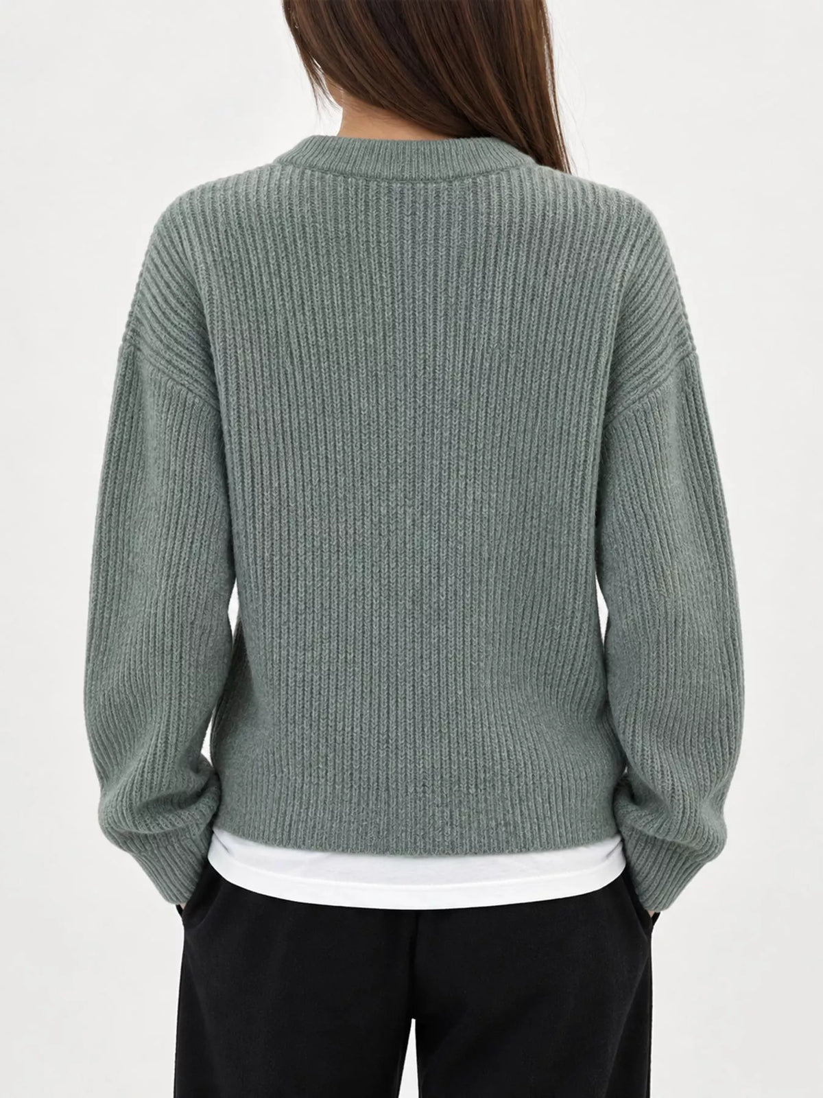 Zip-Up Dropped Shoulder Ribbed Cardigan