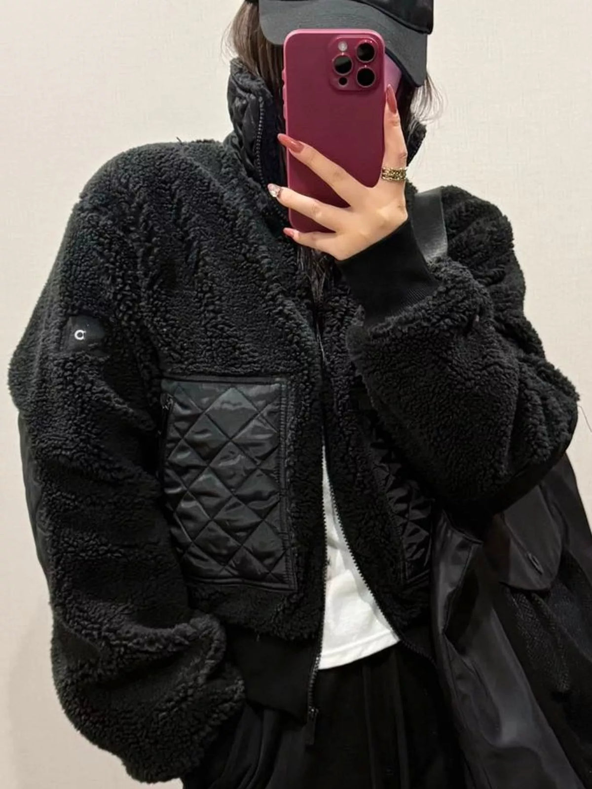 Sherpa Quilted Zip-Up Jacket