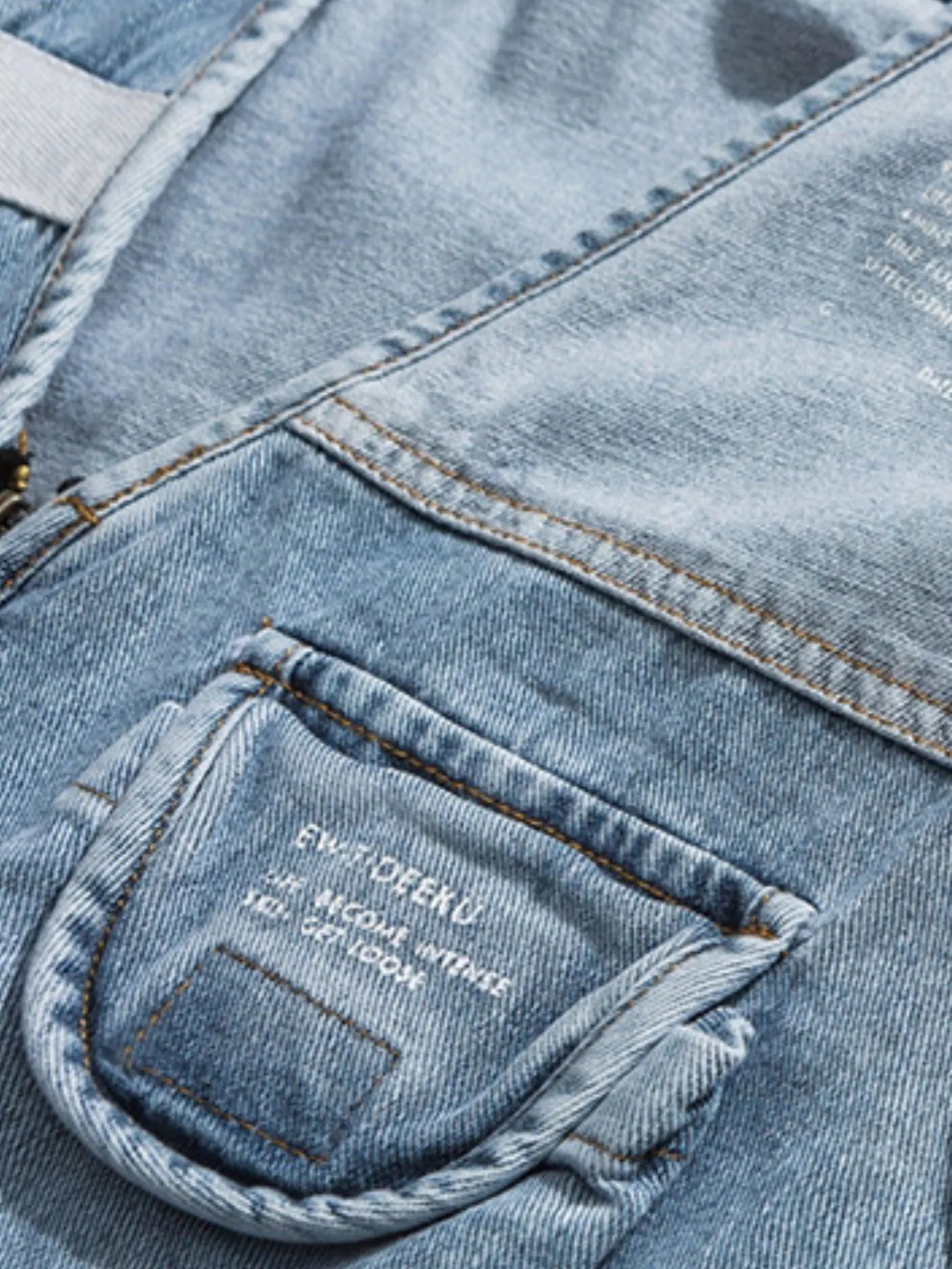 Multi-Pocket V-Neck Denim Vest in Light Wash