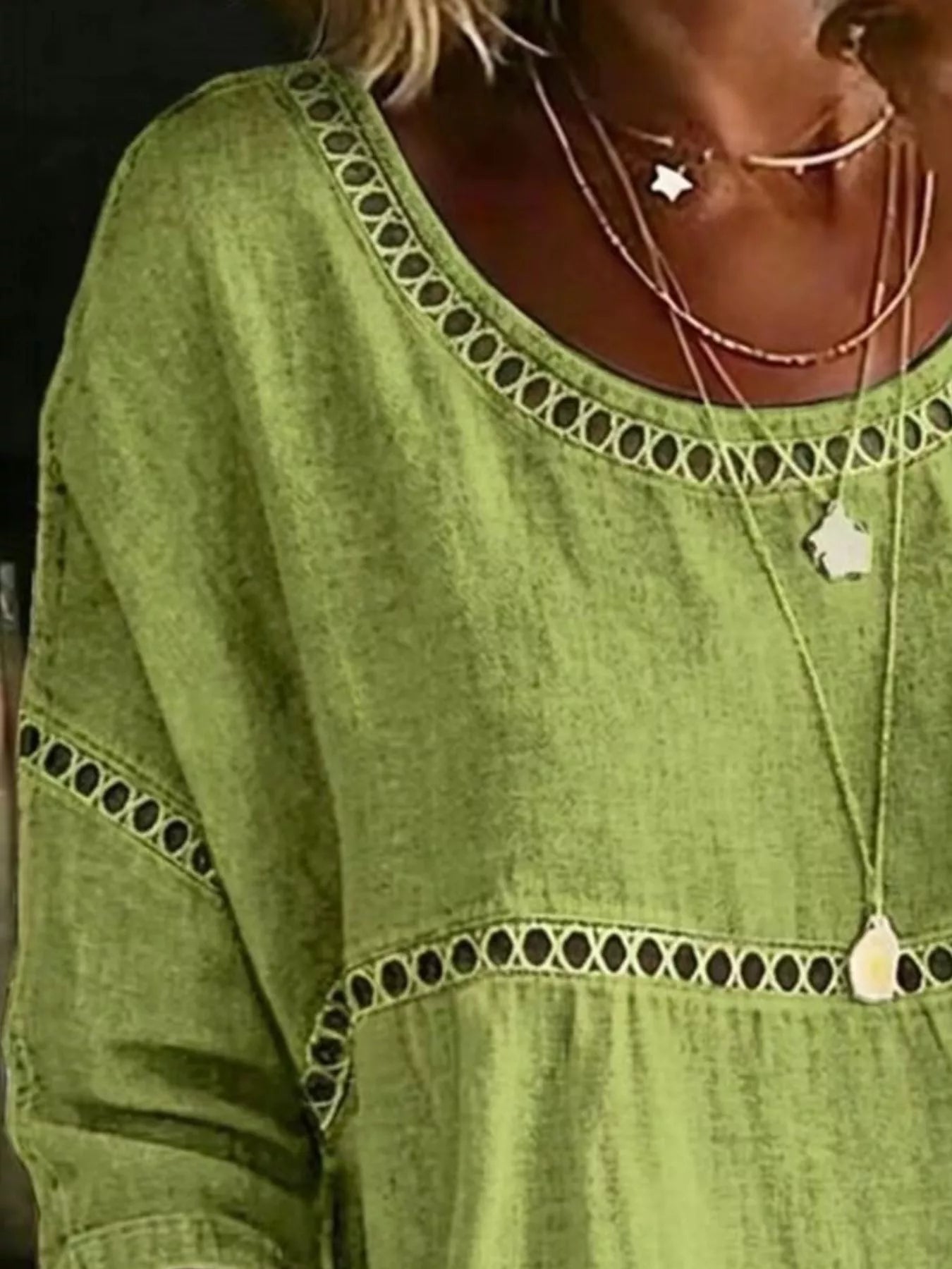 Hollow Out Round Neck Top