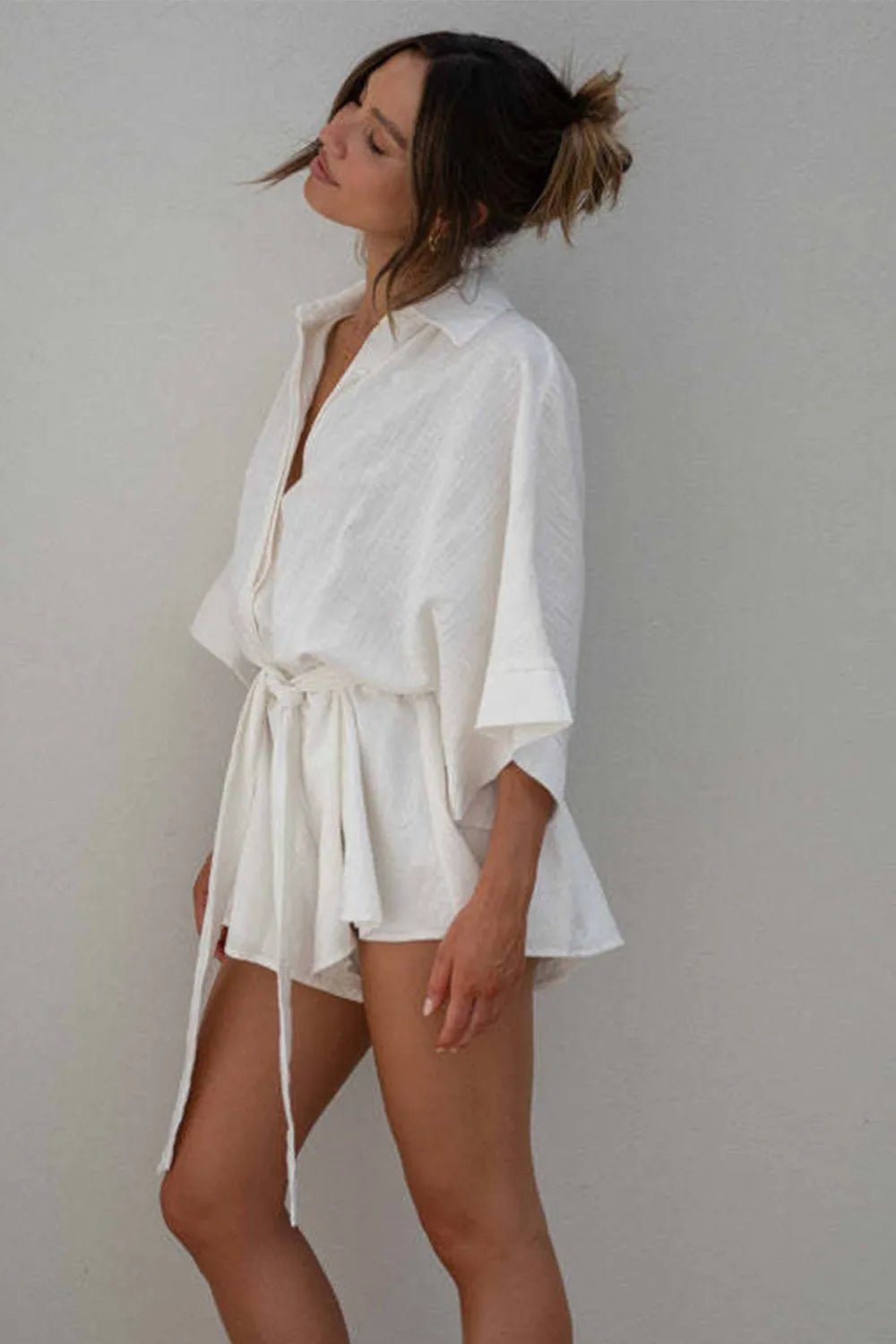 Collared Button-Up Romper