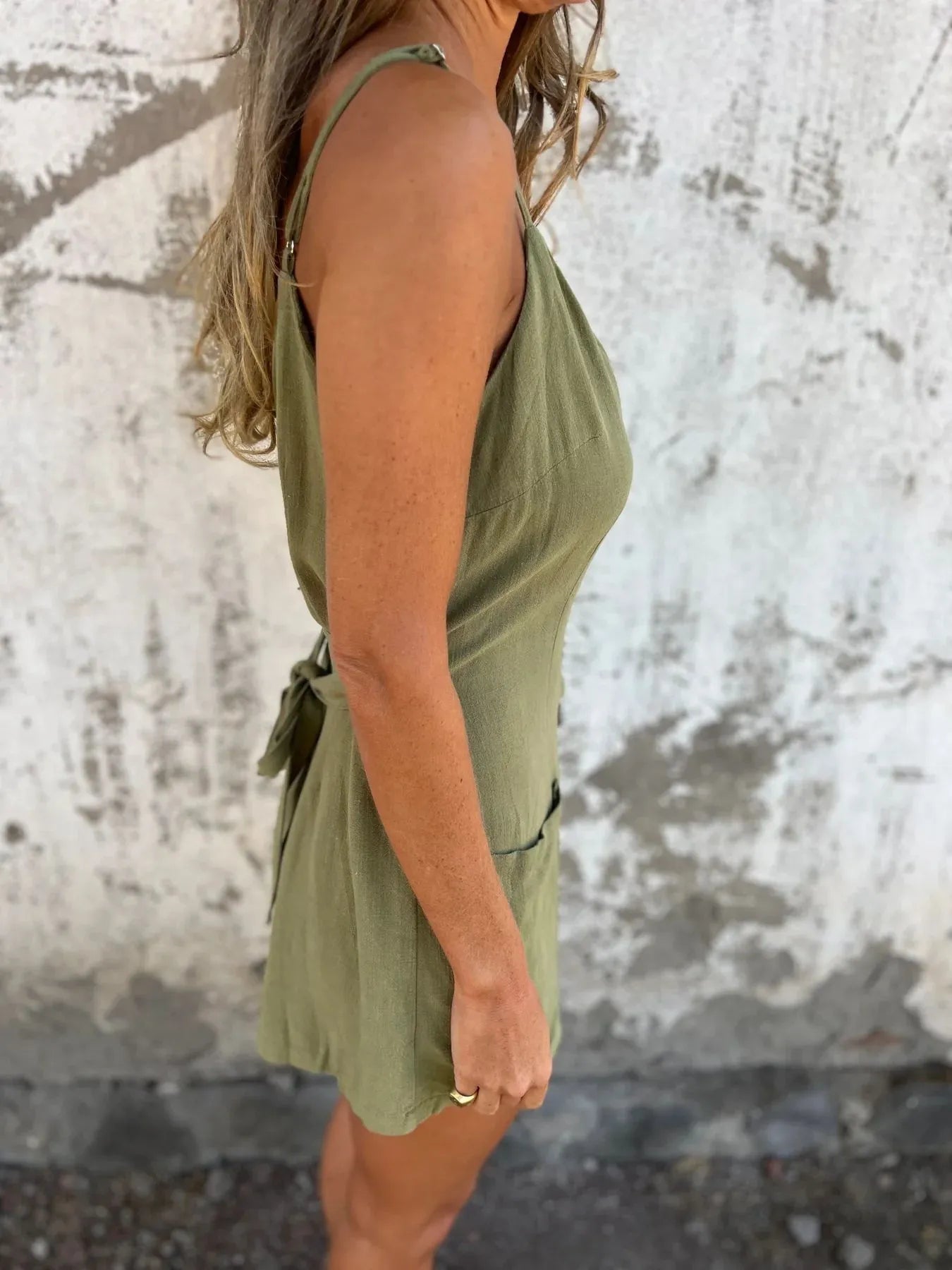 Button-Front Belted Cami Romper