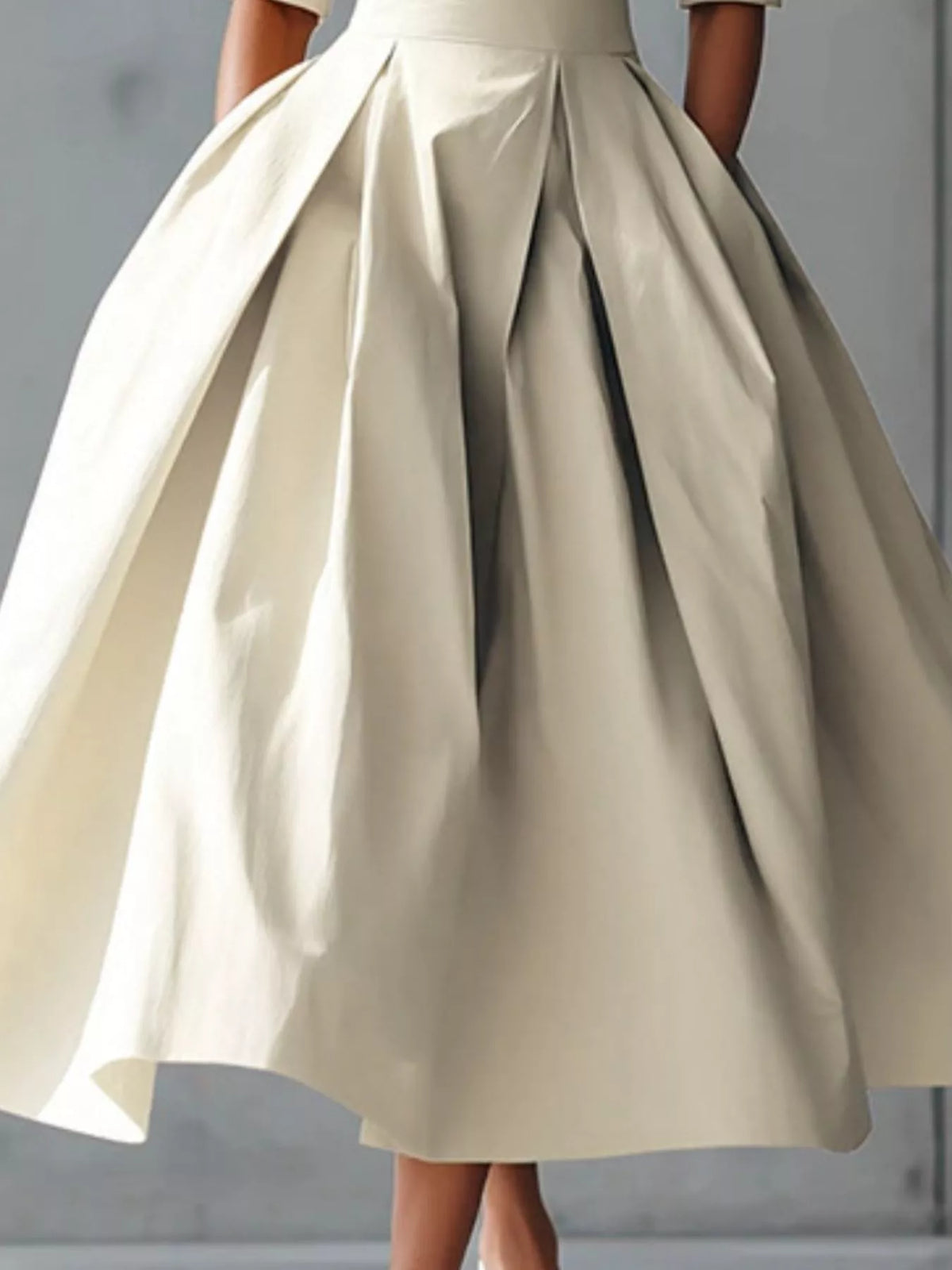 Round-Neck A-Line Midi Dress