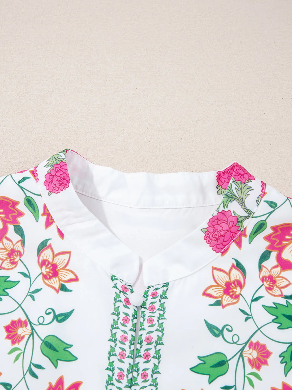 Floral Mandarin Neck Maxi Dress in White
