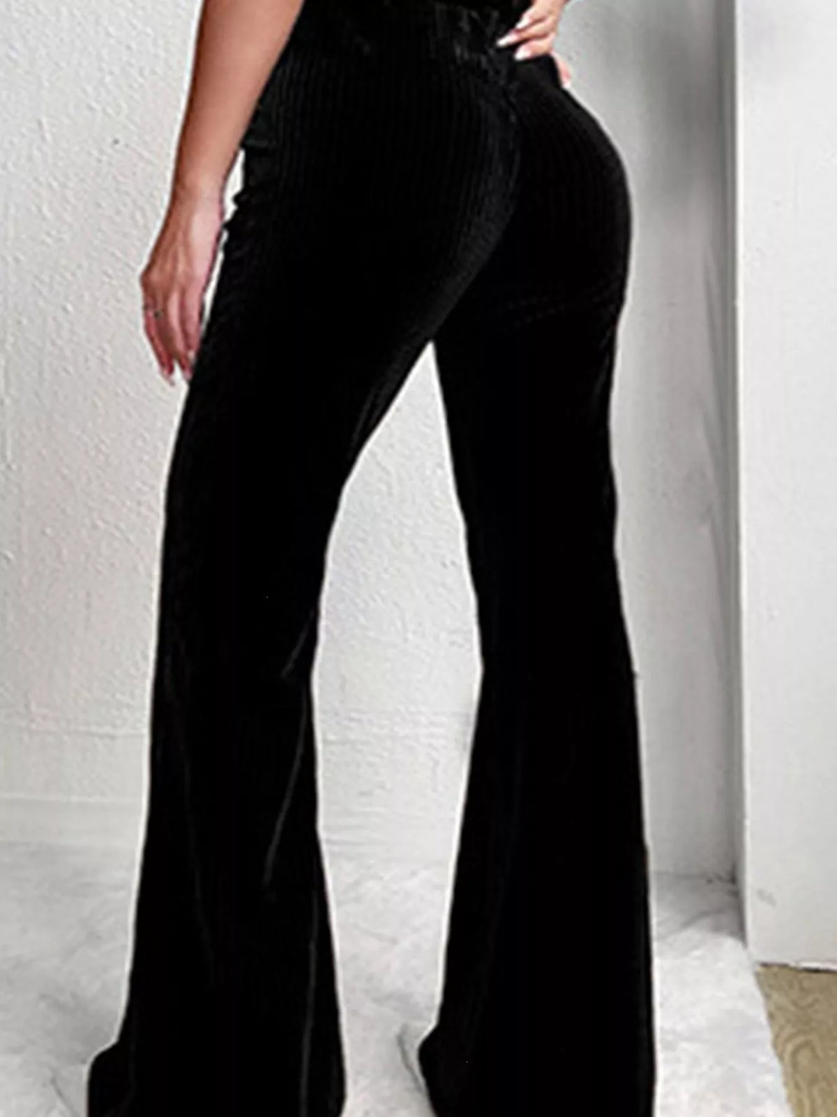 High-Waisted Velvet Flare Pants