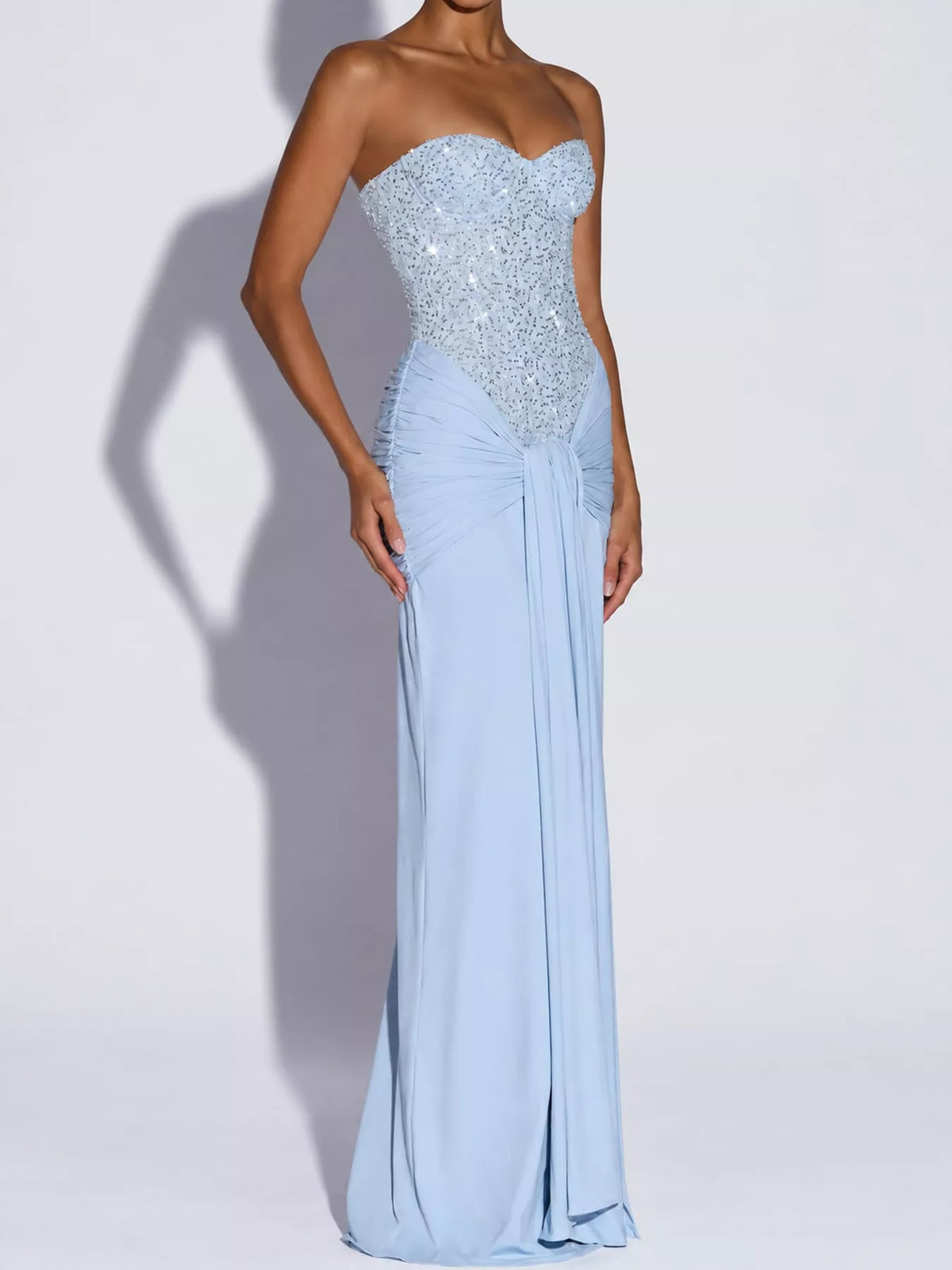 Strapless Sequin Corset Maxi Dress