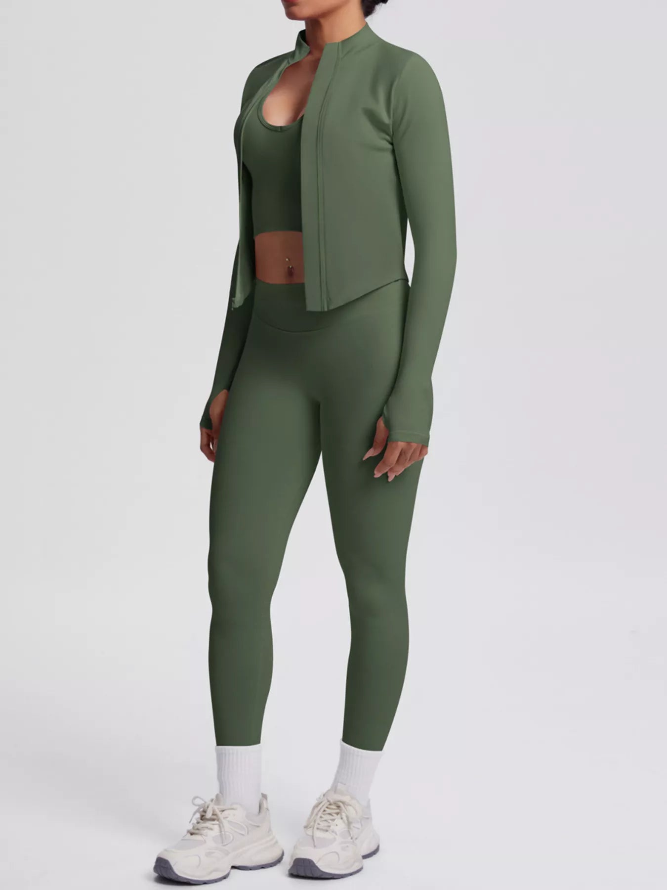 Zip-Up Jacket Tank and Leggings Active Set
