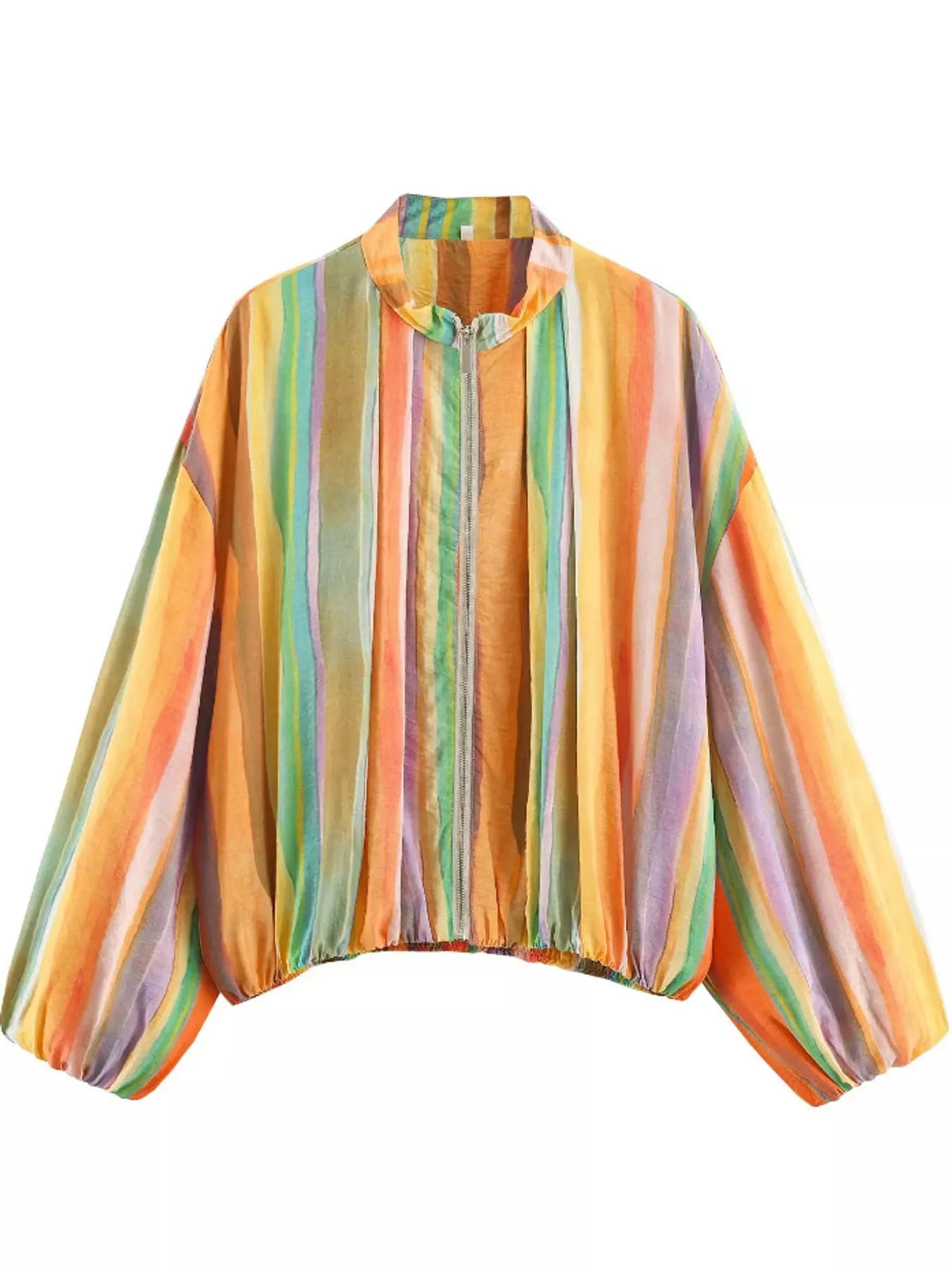 Vibrant Striped Zip-Up Jacket