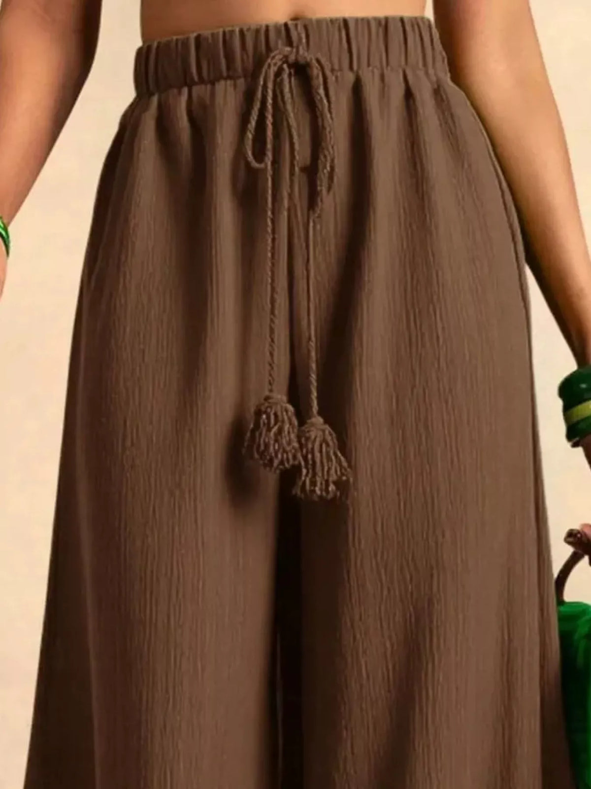 High-Rise Drawstring Wide-Leg Pants