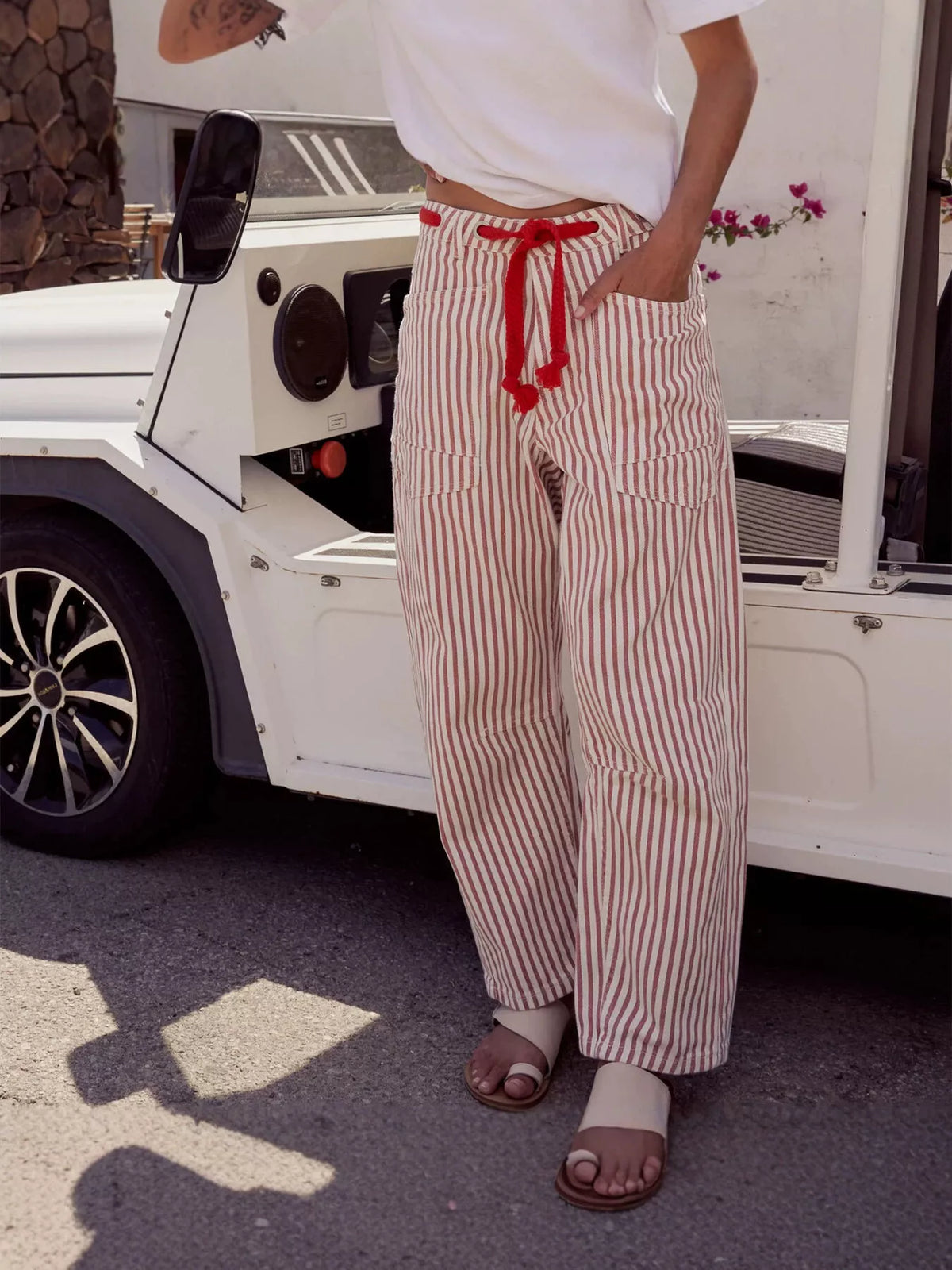 Drawstring Wide Leg Cropped Jeans by Dreamy Drapes
