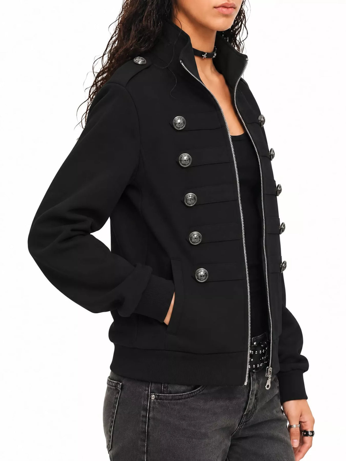 Double-Breasted Zip-Up Jacket