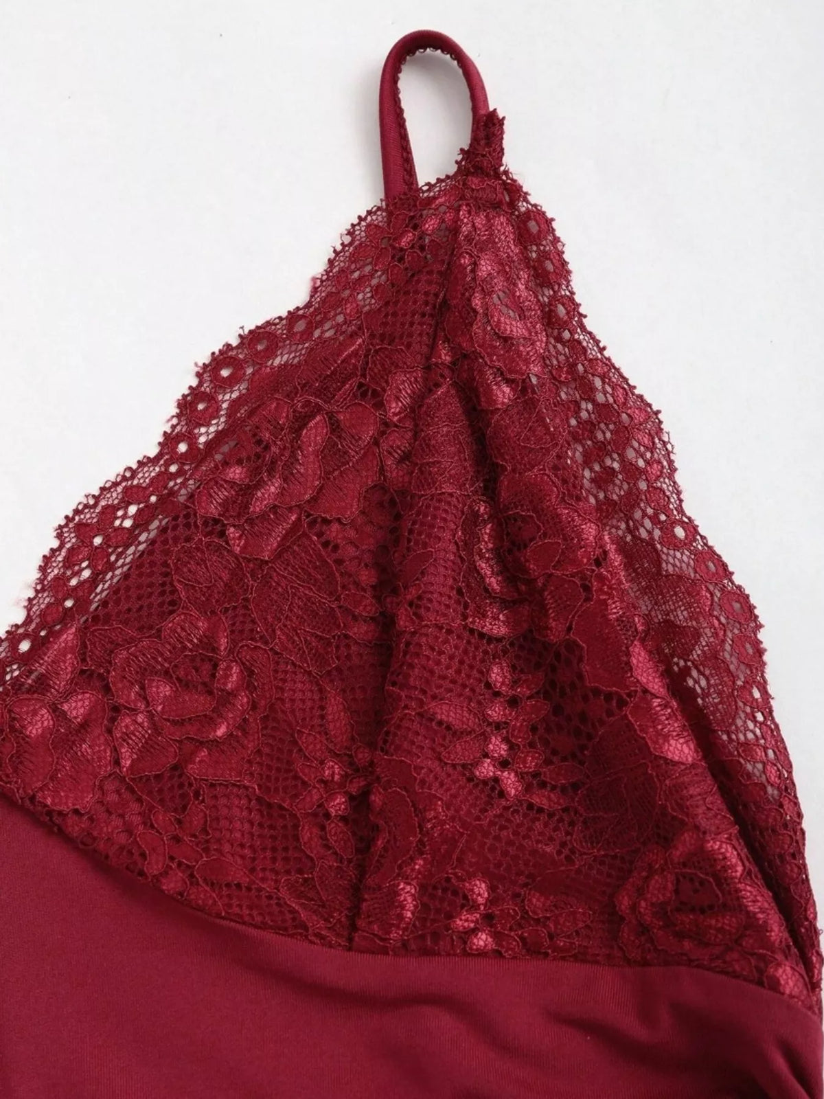 Lace Trim Ruched Mermaid Dress by Elegant Elements
