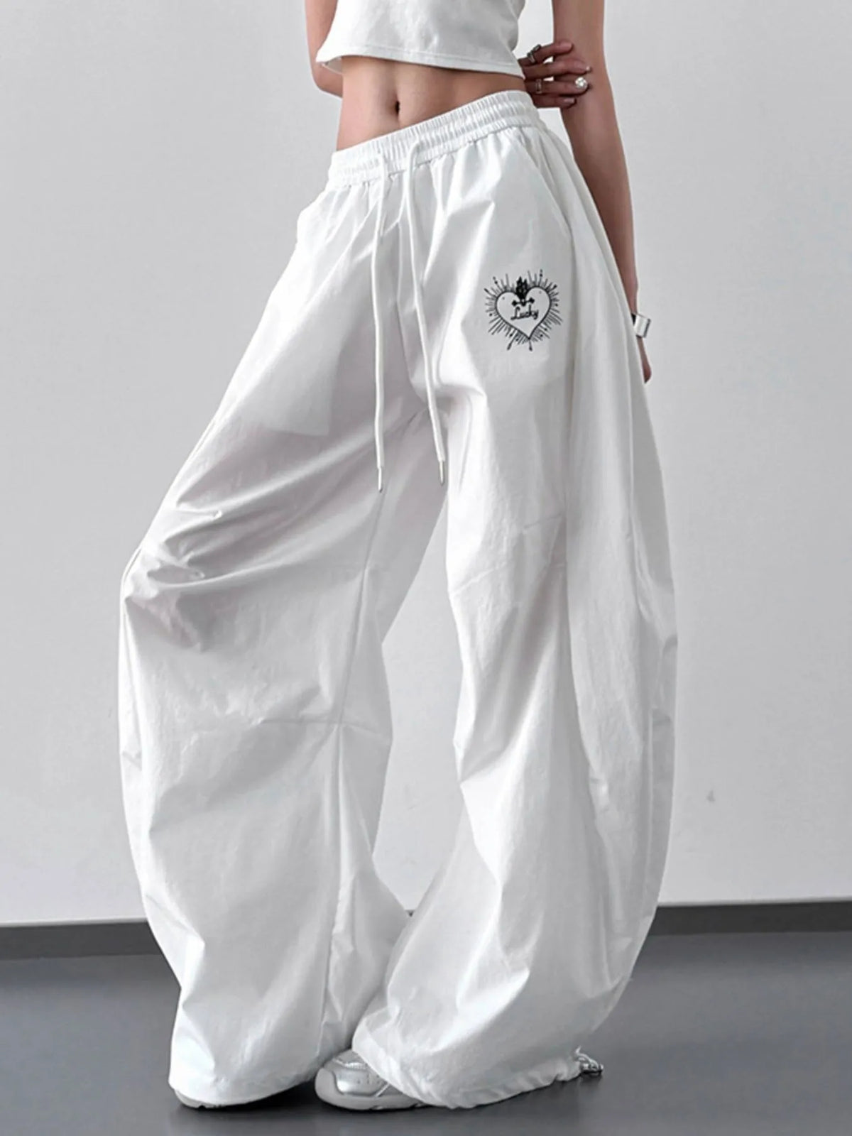 Oversized Drawstring Wide Leg Pants