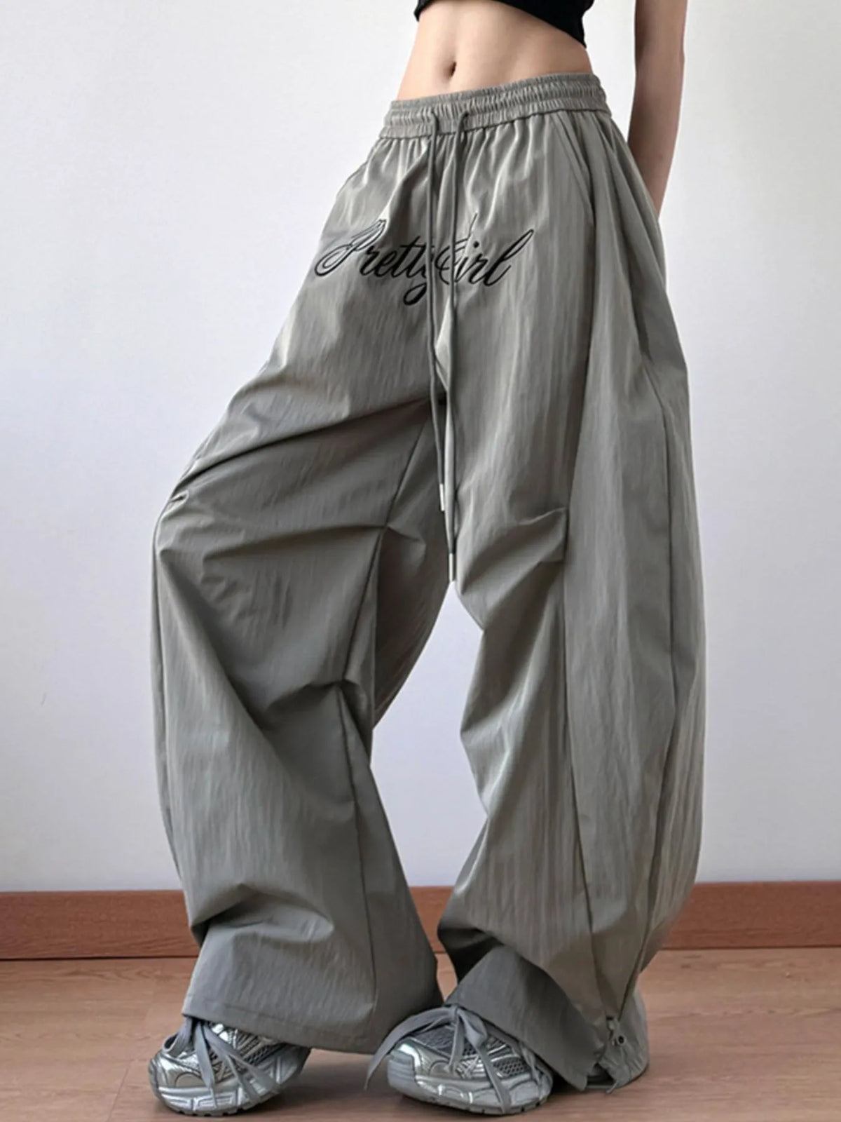 Oversized Wide Leg Pants with Drawstring