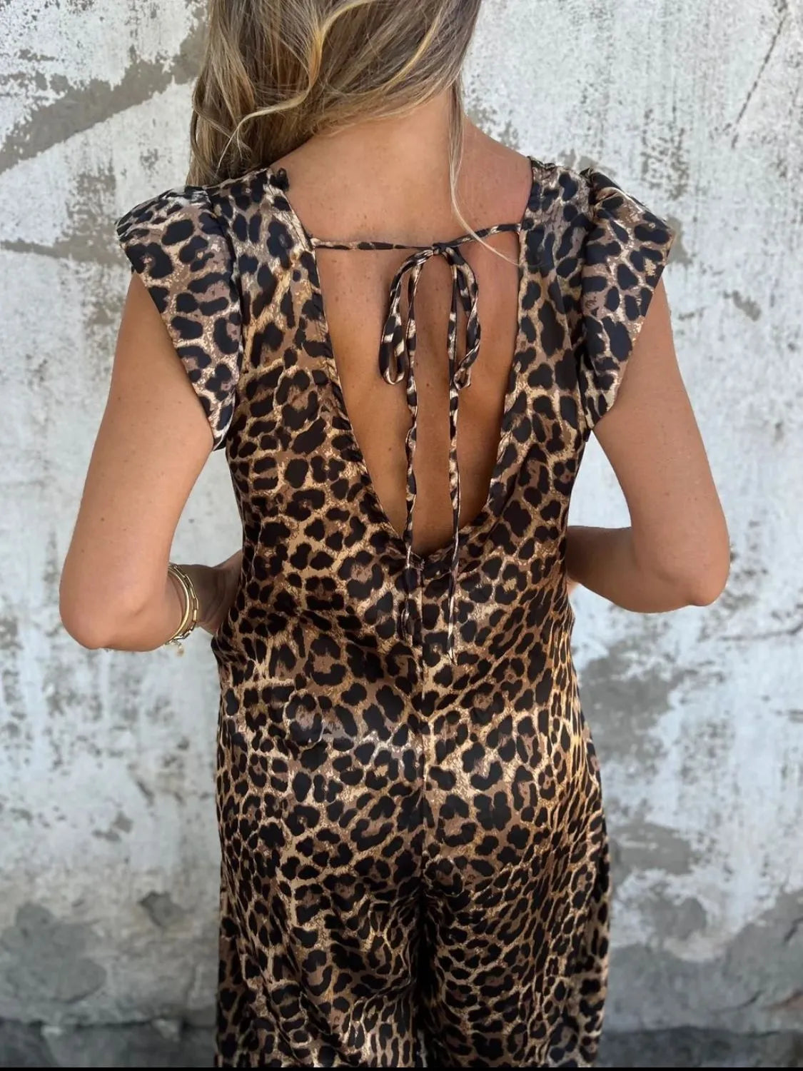 V-Neck Cap Sleeve Wide Leg Jumpsuit