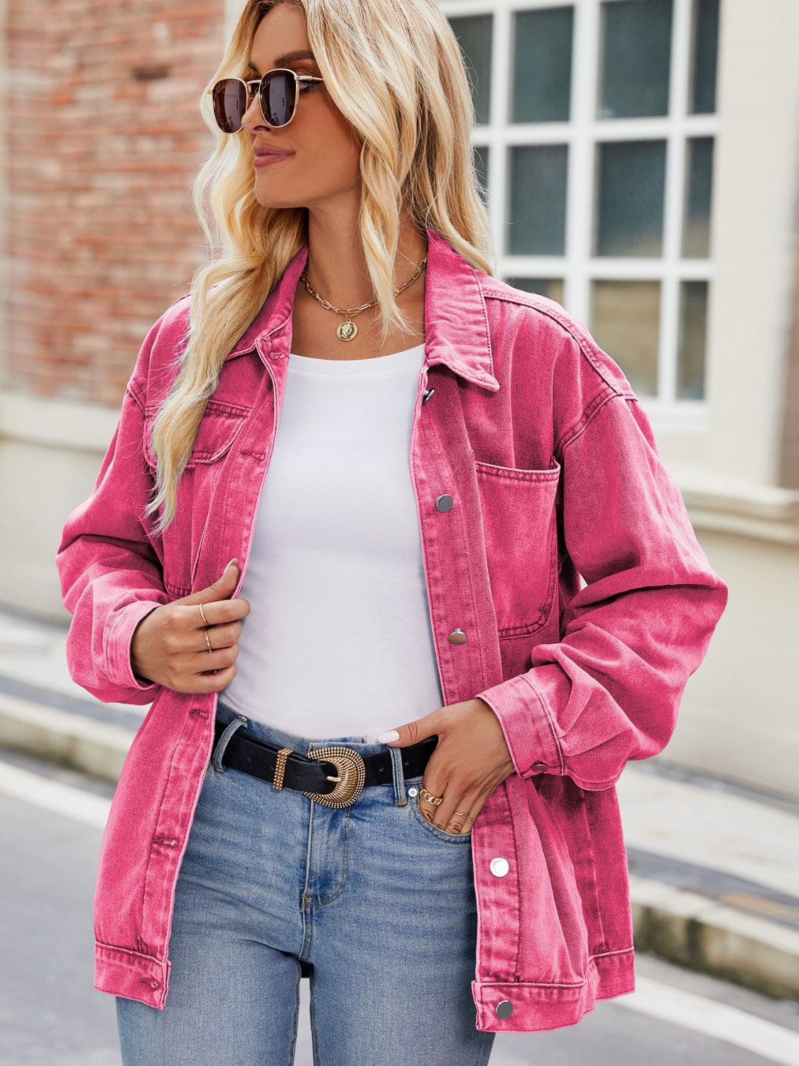 Classic Button-Up Denim Jacket by Manny