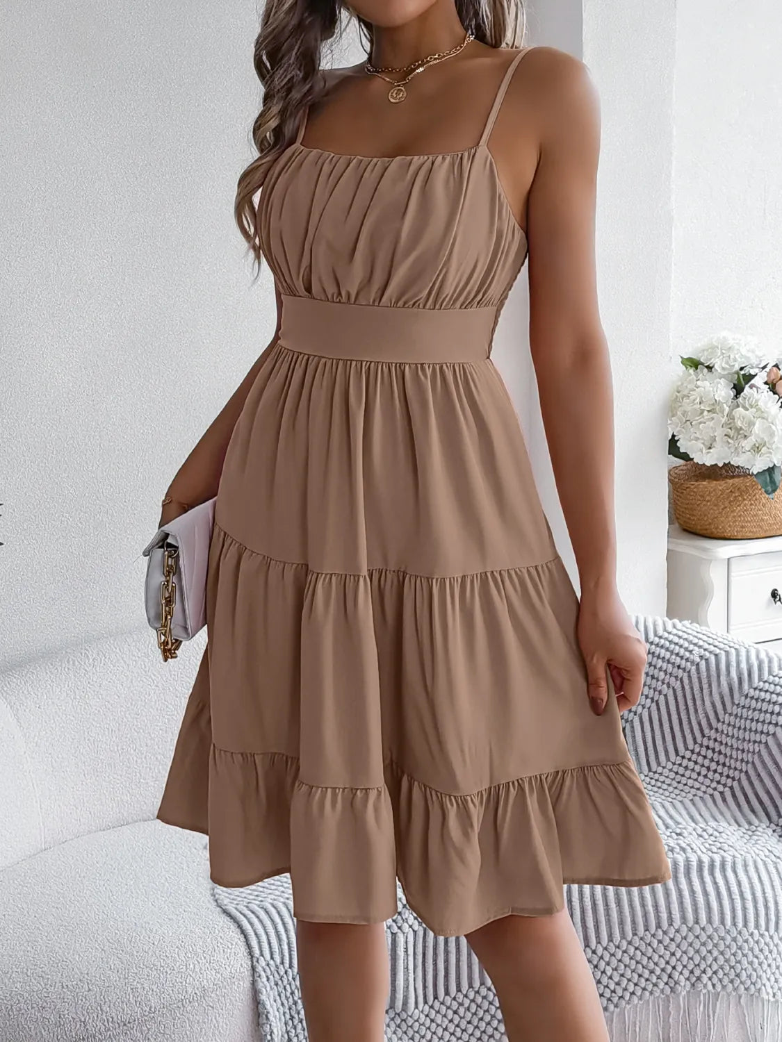 Smocked Back Tiered Cami Dress
