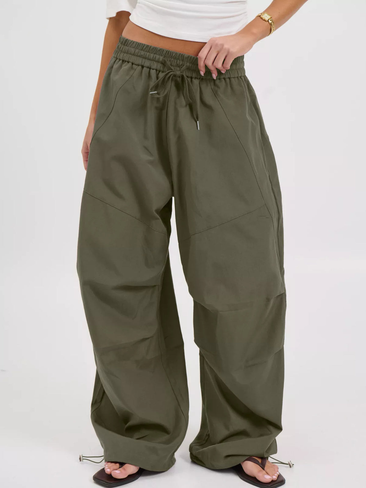Drawstring Wide Leg Pants